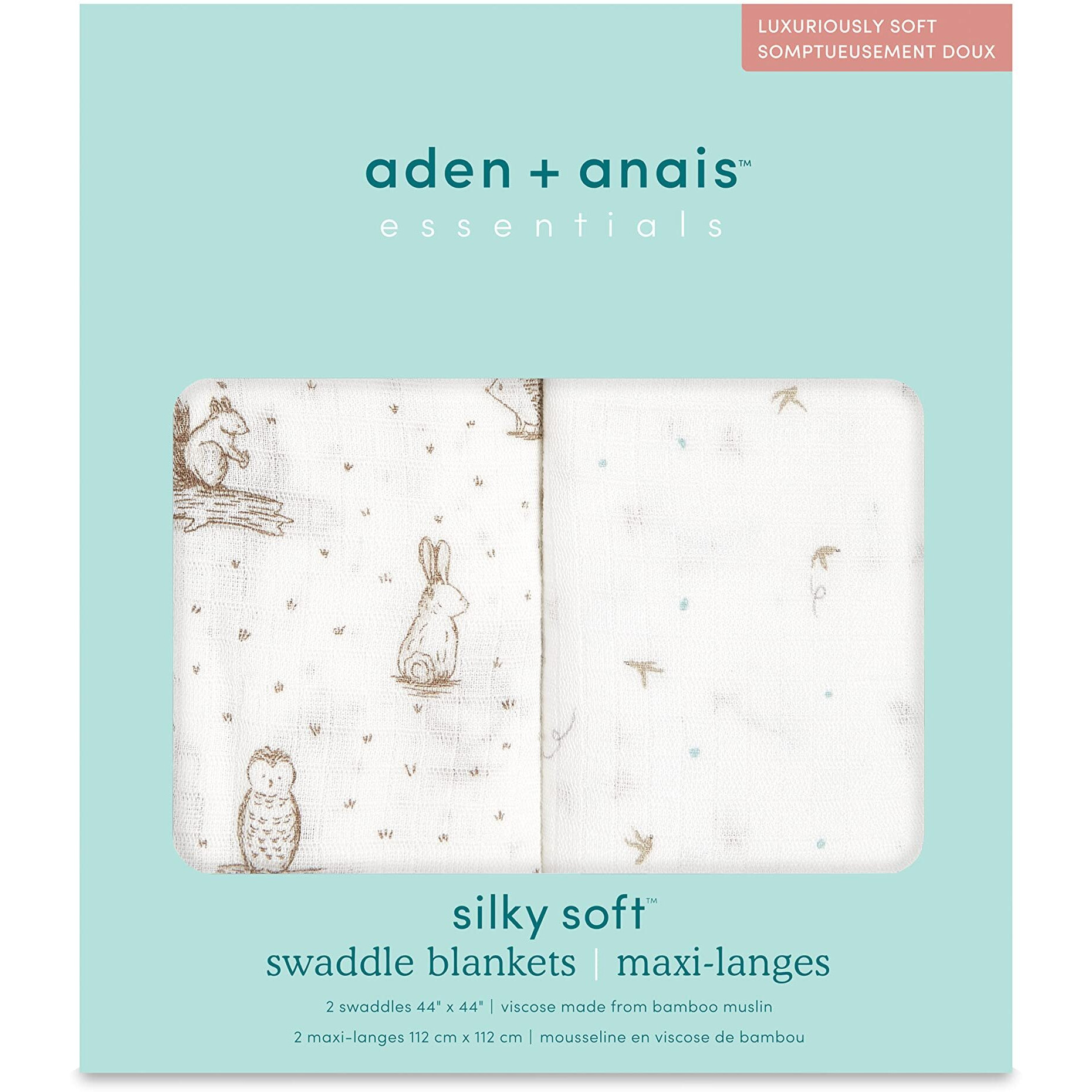 Aden + Anais Silky Soft Swaddle Blanket, Boutique Muslin Blankets For Girls & Boys, Baby Receiving Swaddles, Ideal Newborn & Infant Swaddling Set, Perfect Shower Gifts, 2 Pack, Healing Nature