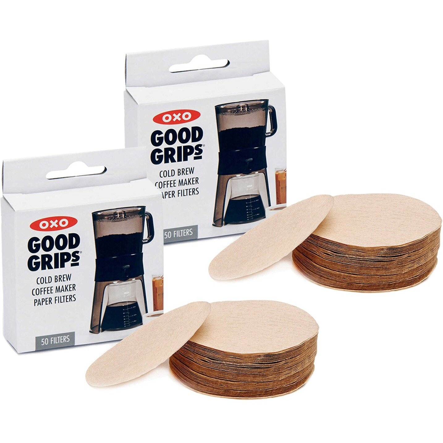Oxo Good Grips Cold Brew Coffee Maker Replacement Paper Filters, Brown, 50 Per Box (Pack Of 2)