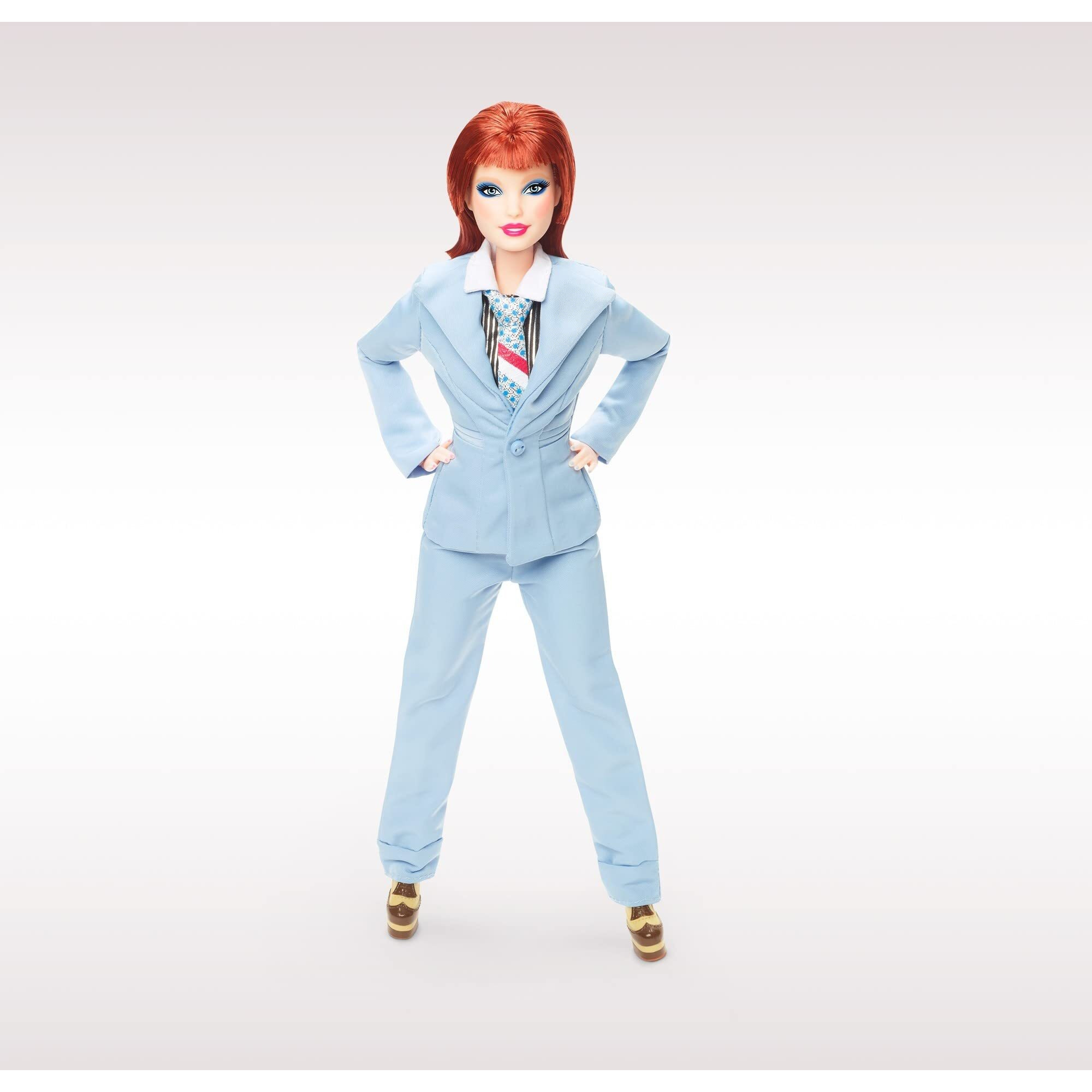 Barbie Signature David Bowie Doll (11.5-In, Red Hair) Posable, Wearing Blue Suit, With Doll Stand And Certificate Of Authenticity, Gift For Collectors