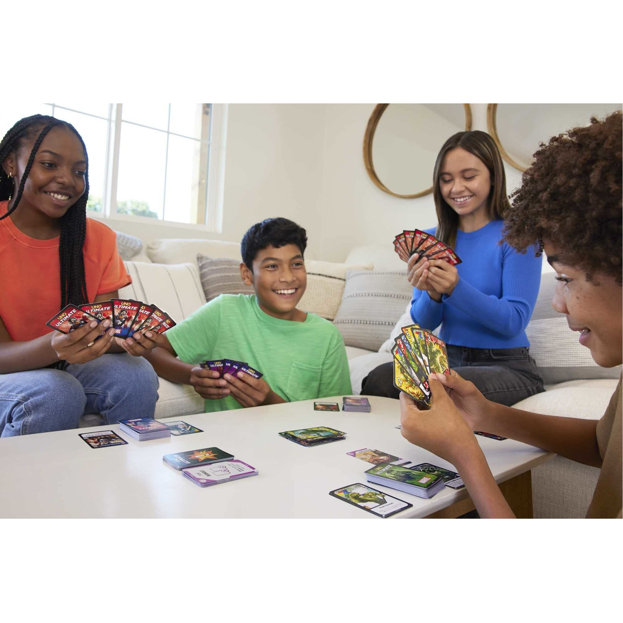 Mattel Games Uno Ultimate Marvel Card Game With 4 Character Decks, 4 Collectible Foil Cards & Special Rules, 2-4 Players, 2Nd Edition