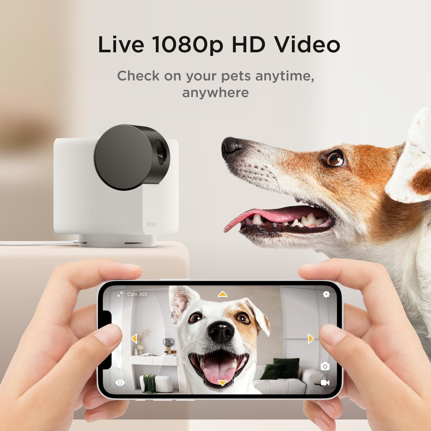 Petcube Cam 360 Camera Interactive Wifi Pet And Home Security Pan-Tilt Camera With Phone App, 1080P Hd Video, 360 Rotation, Night Vision, Ai Alerts