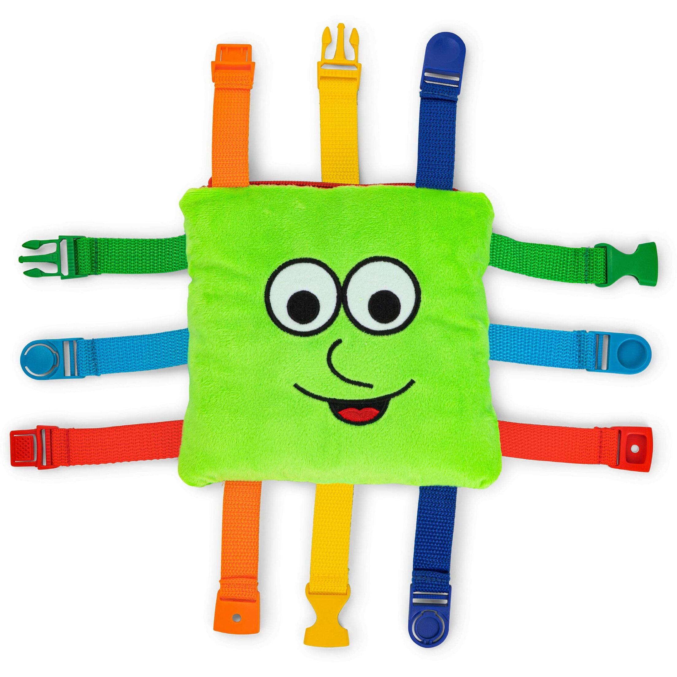 Buckle Toys - Buster Square - Learning Activity Toy - Develop Fine Motor Skills And Problem Solving - Toddler Travel Essential - Educational Classroom Must Have