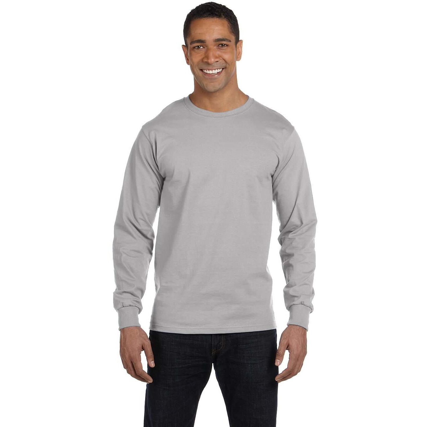 Hanes Men's Long Sleeve Beefy-T Shirt, Light Steel, Xx-Large (Pack Of 2)