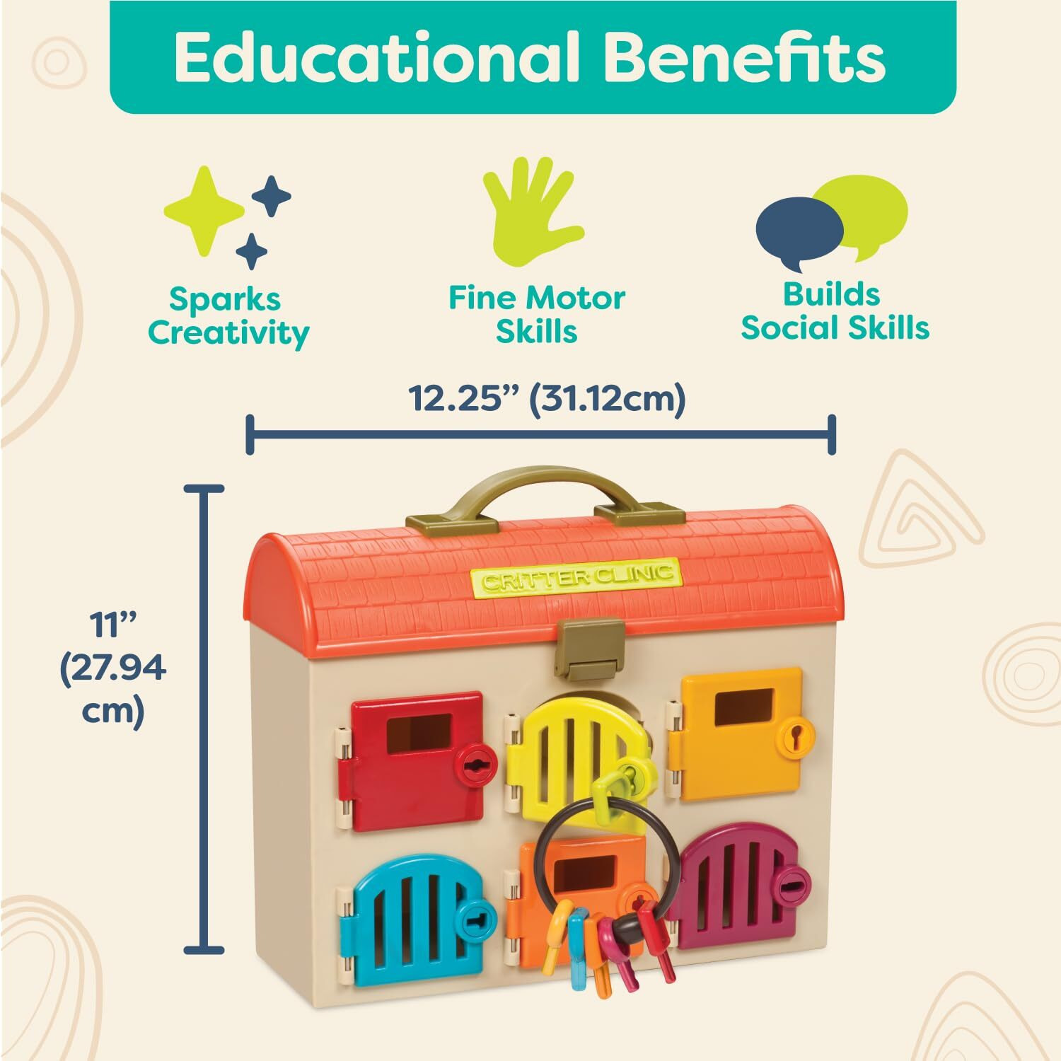 B. Toys- Critter Clinic- Pretend Play Toy Vet Set For Toddlers, Kids - Pet Care Set- Vet Clinic - 2 Years +