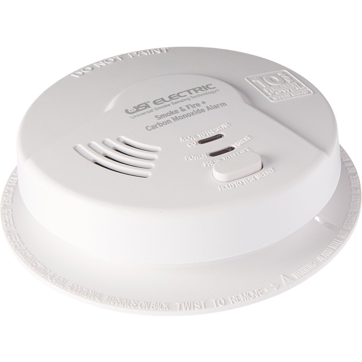 Universal Security Instruments Hardwired 10 Year Tamper Proof Permanent Power Sealed Battery 3-In-1 Universal Smoke Sensing & Carbon Monoxide Combination Alarm, Model Mic1509S,White, Corded Electric