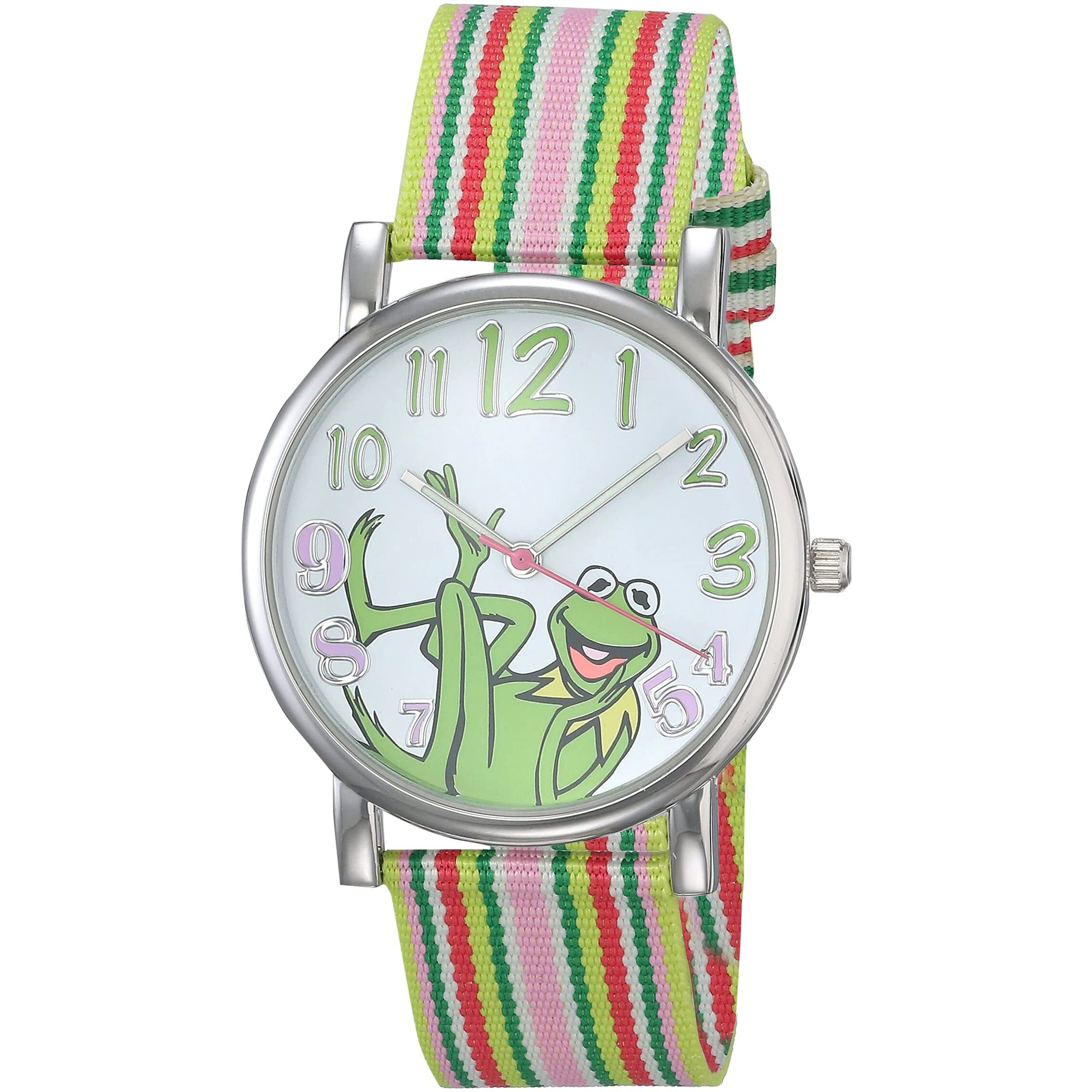 Muppets Women's Mu1010 Kermit The Frog Dial Multi-Color Watch With Fabric Strap