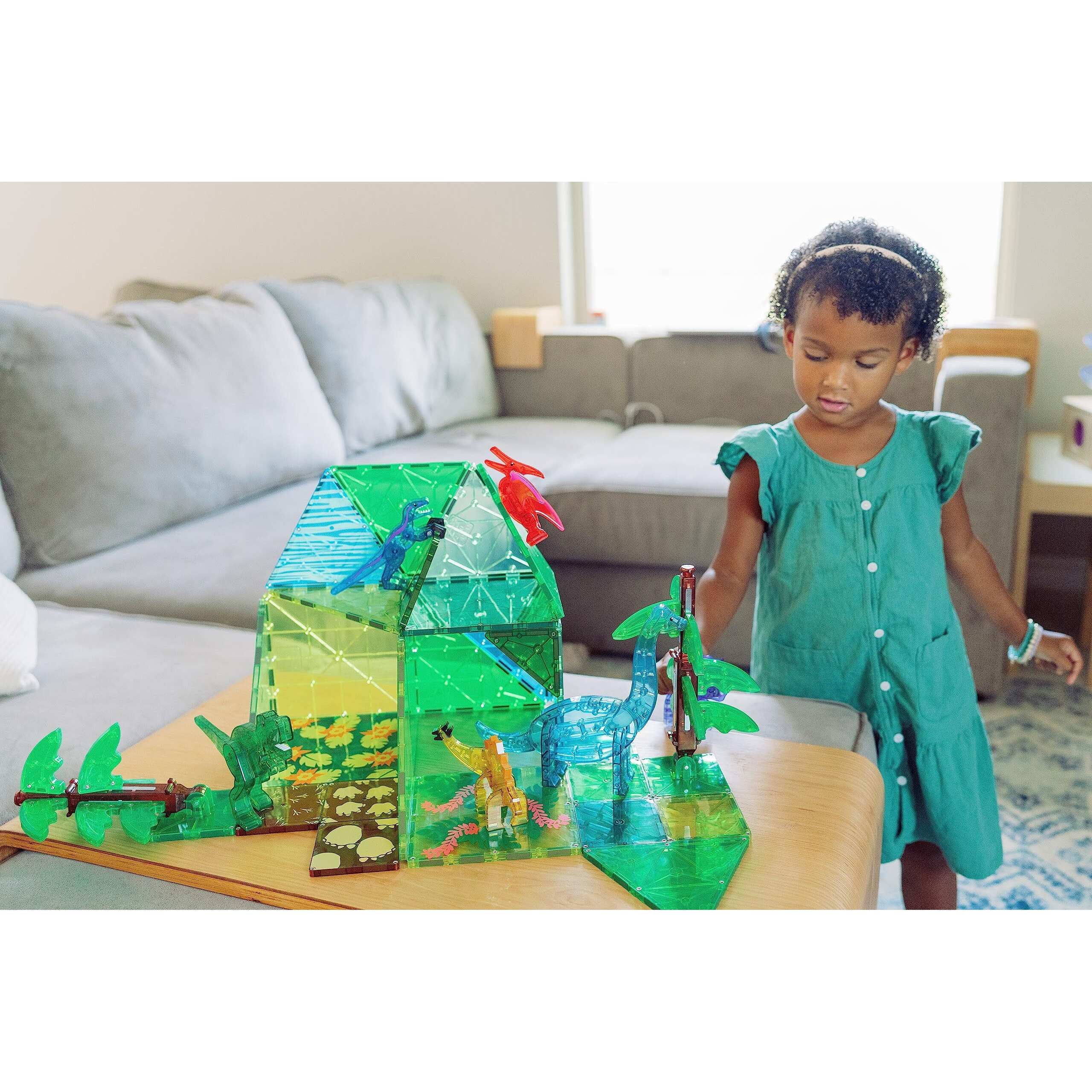 Magna-Tiles Dino World Xl 50-Piece Magnetic Construction Set, The Original Magnetic Building Brand