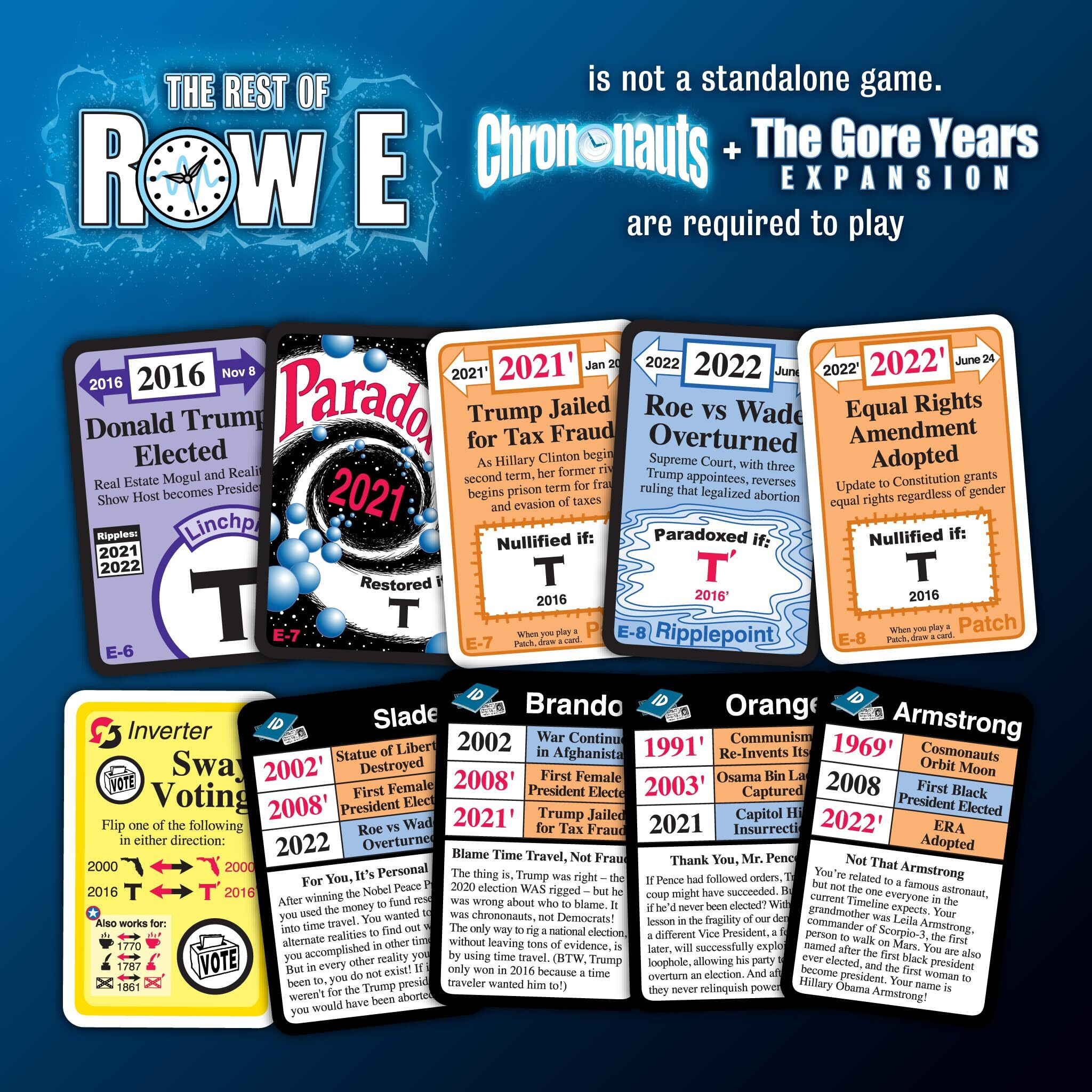 Looney Labs Chrononauts The Rest Of Row E Expansion - Brings The Timeline Up To 2022