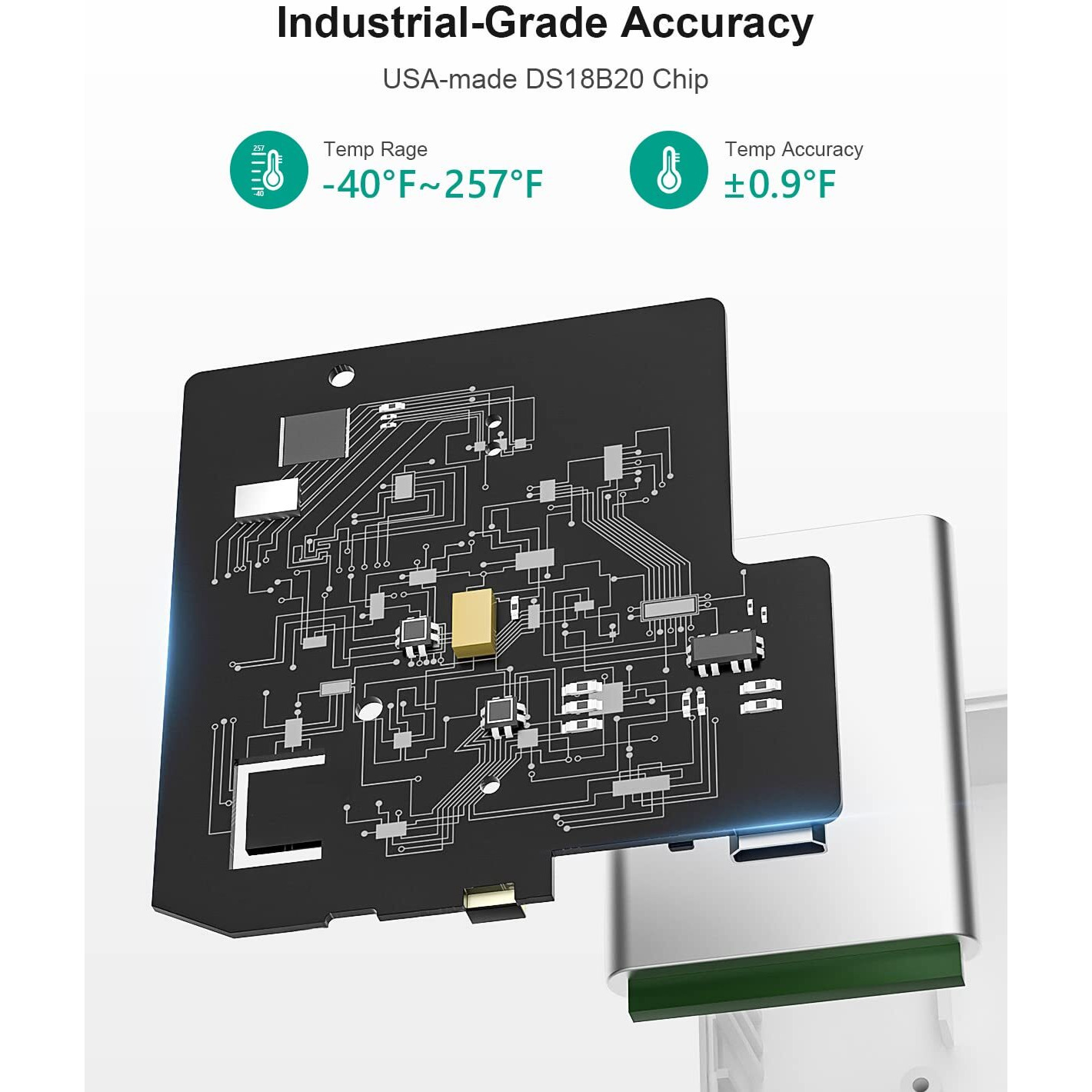 Mocreo Temperature Sensor With Waterproof External Probe, For Freezer With App Alert, Smart Thermometer, Mocreo Hub Required, Remote Temperature Monitor Gauge, For Refrigerator, Fish Tank