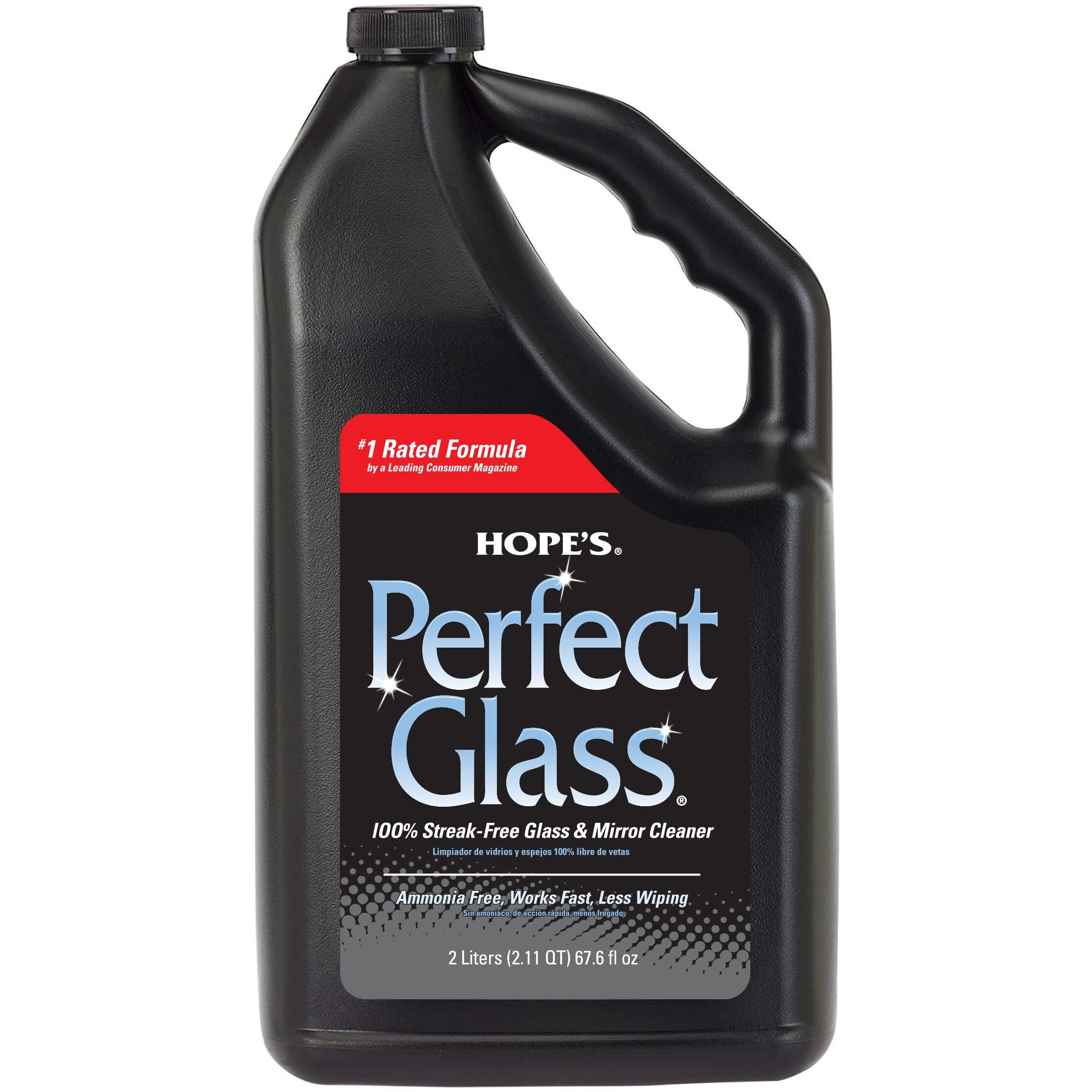 Hope's Perfect Glass Cleaner Spray Refill, Streak-Free, Ammonia-Free Window, Mirror, Screen, Tinted Glass, And Shower Door Cleaner, Indoor And Outdoor Glass Surfaces, 67.6 Ounce, Pack Of 1