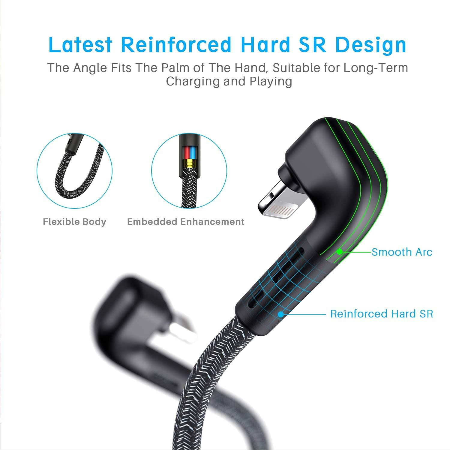 3Pack 90 Degree Iphone Charger 10Ft, Apple Mfi Certified 10 Feet Lightning Cord Long, Nylon Right Angle 10 Foot Apple Iphone Charging Cable For Apple Iphone 13/12/11/11Pro/11Max/Xs/Xr /8/7/6S/Se/6/5