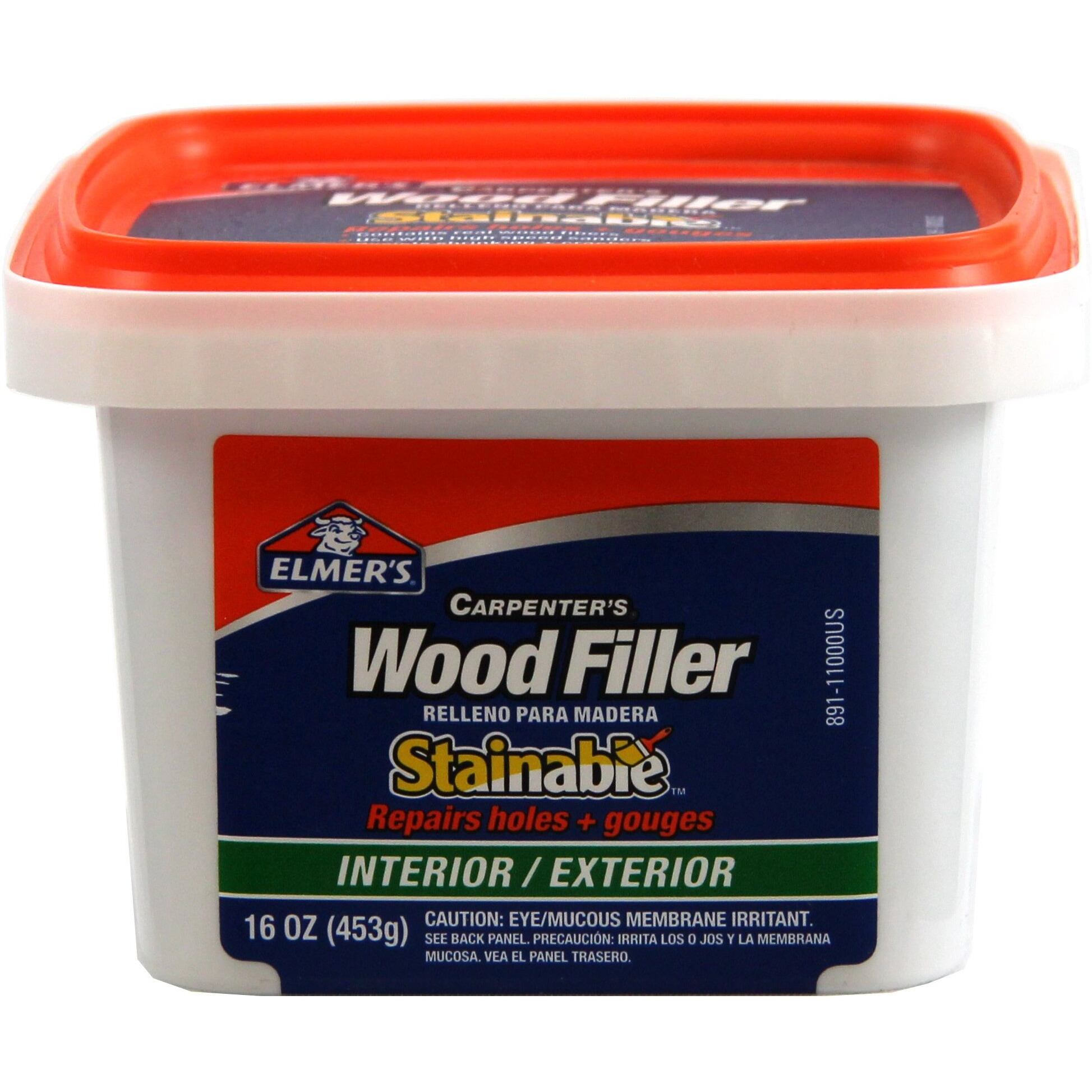 Elmer's E891 Carpenter's Stainable Wood Filler, 1 Pt Tub, 12-24, 1 Pint, Light Tan