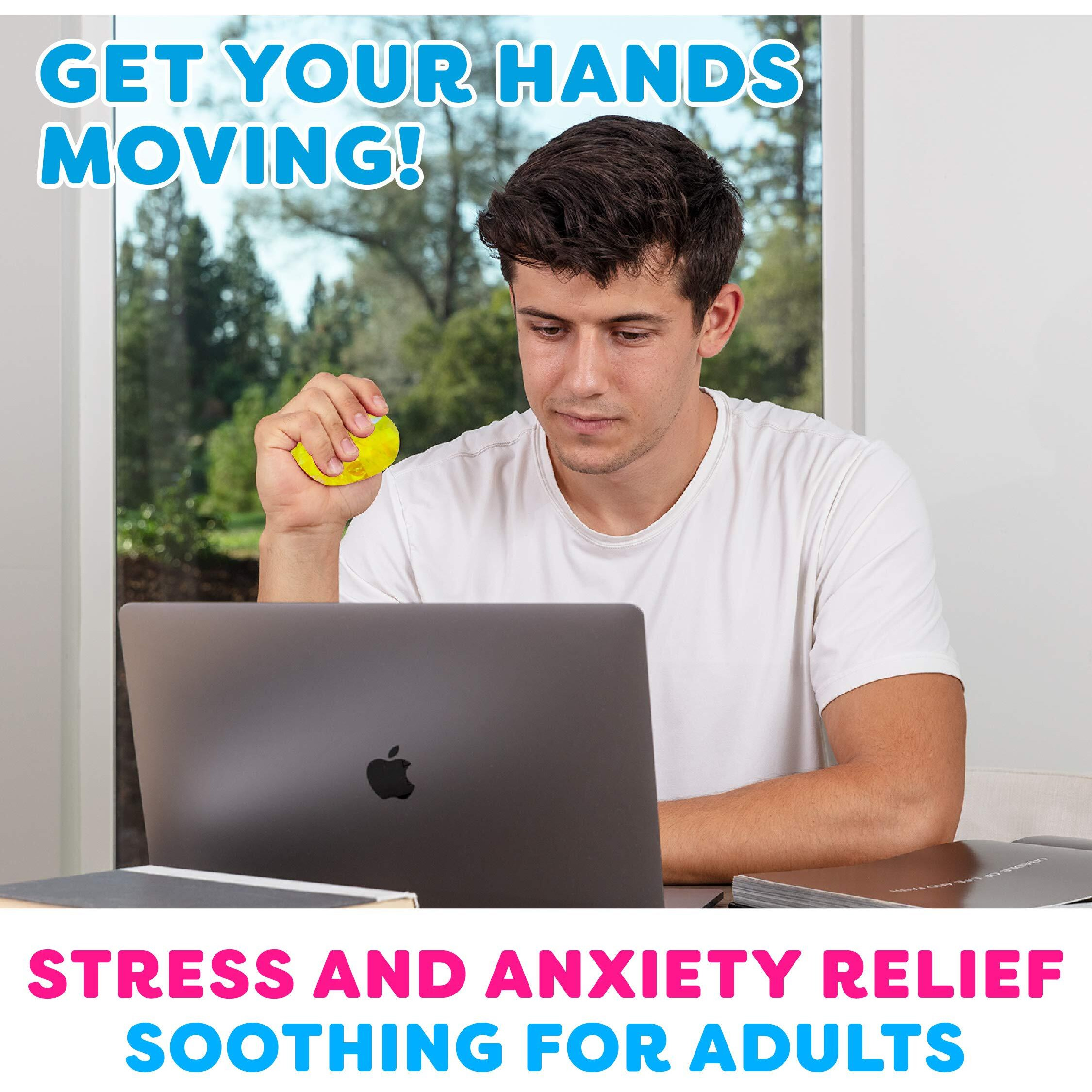 Power Your Fun Arggh Glitter Mini Stress Balls For Adults And Kids - 3Pk Squishy Stress Ball Fidget Toys, Sensory Toys Anxiety And Stress Relief Mini Squishy Toys Squeeze Ball Toy (Yellow, Pink, Blue)