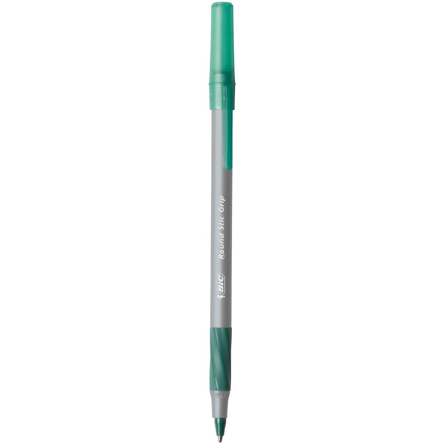 Bic Round Stic Grip Xtra Comfort Ball Pen Medium Pt 1.2Mm Green 2Dozen Gsmg11Gn