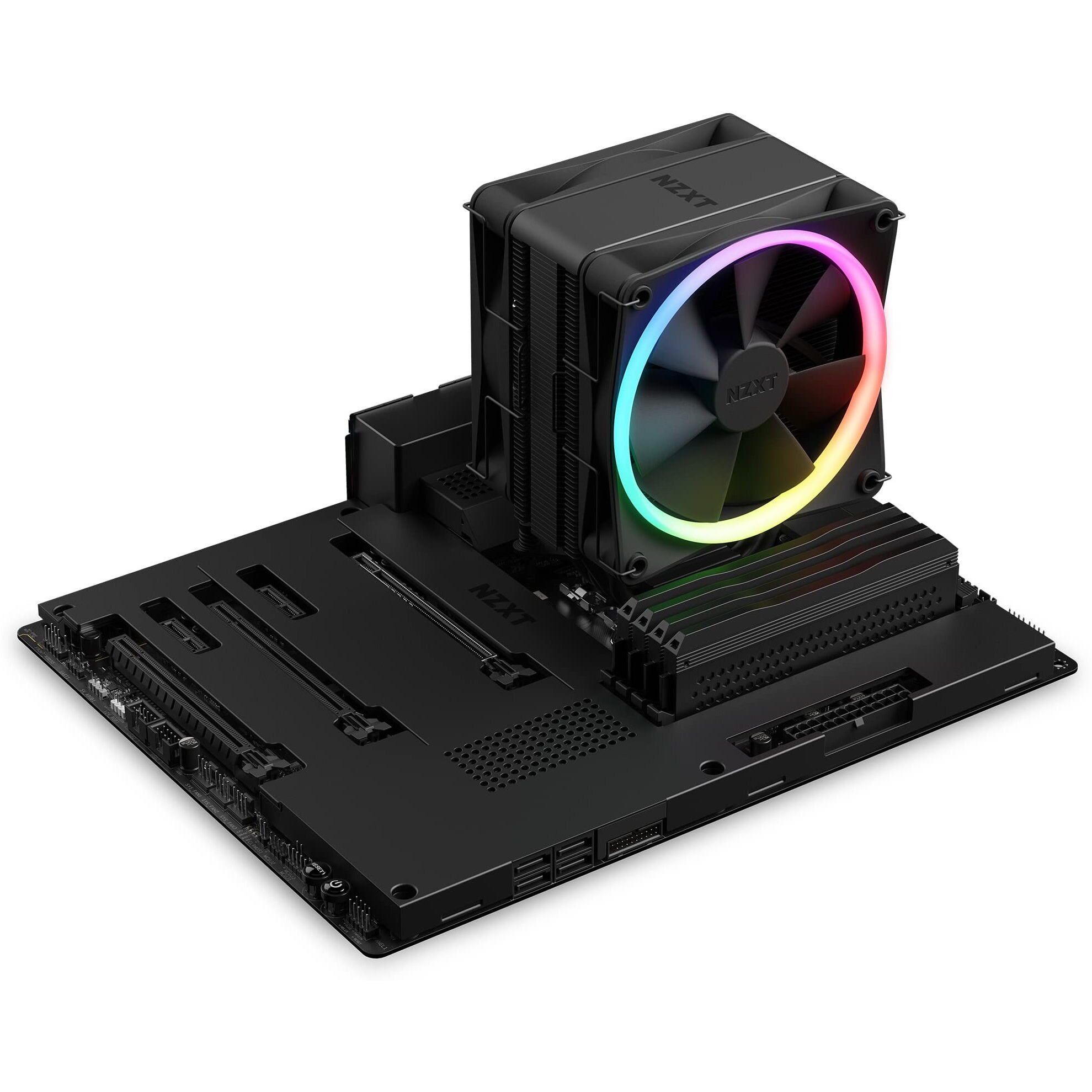 Nzxt T120 Rgb Cpu Air Cooler - Rc-Tr120-B1 - Conductive Copper Pipes - Fluid Dynamic Bearings - Amd And Intel Compatibility - Black