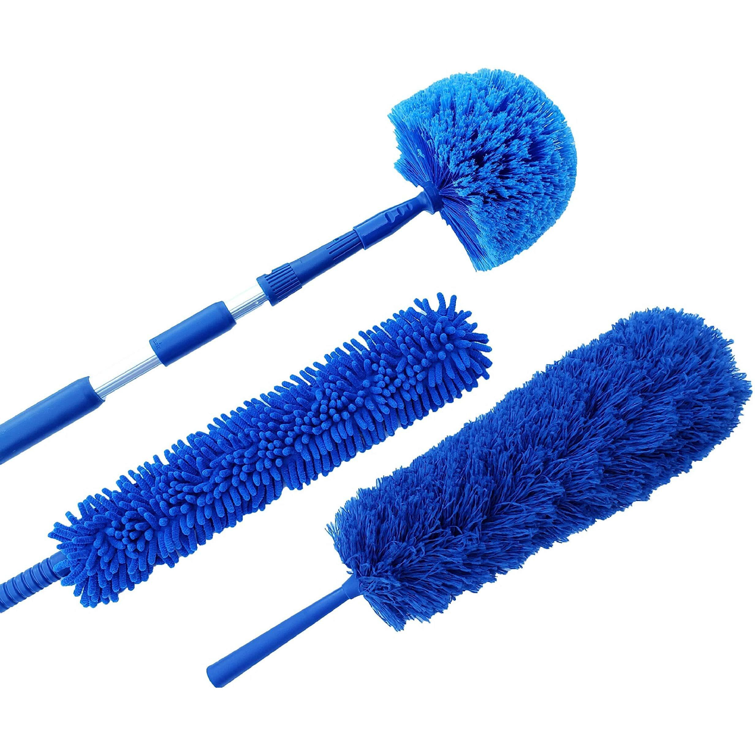 U.S. Duster Company Triple Action Microfiber Dusting Kit With 18-20 Feet Aluminum Telescopic Extension Pole - Webster Cobweb Duster, Cathedral Ceiling Fan Duster, Plus Chenille Duster