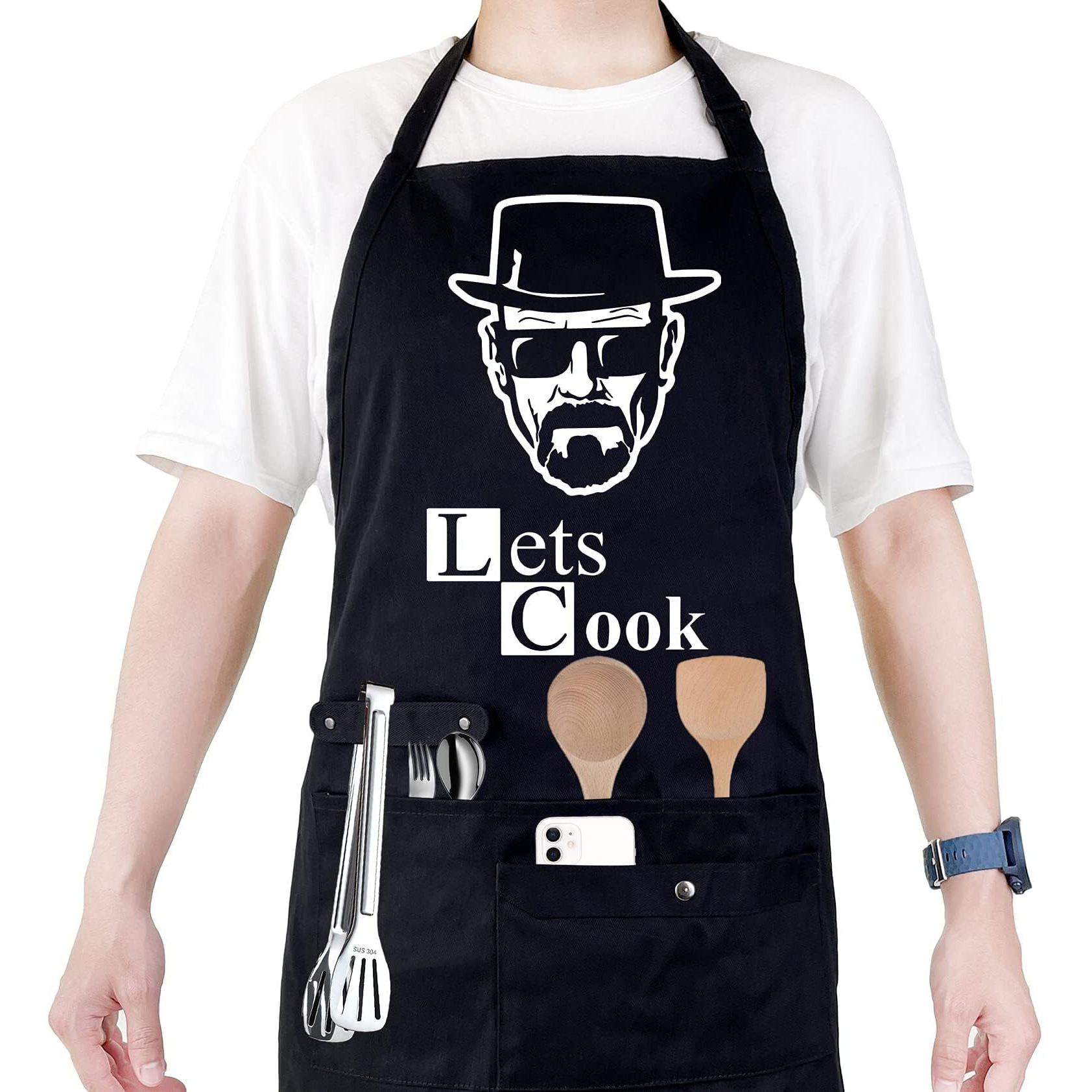 Funny Cooking Chef Apron For Men With Pockets Bbq Kitchen Work Aprons Birthday Father's Day Creative Gifts For Dad