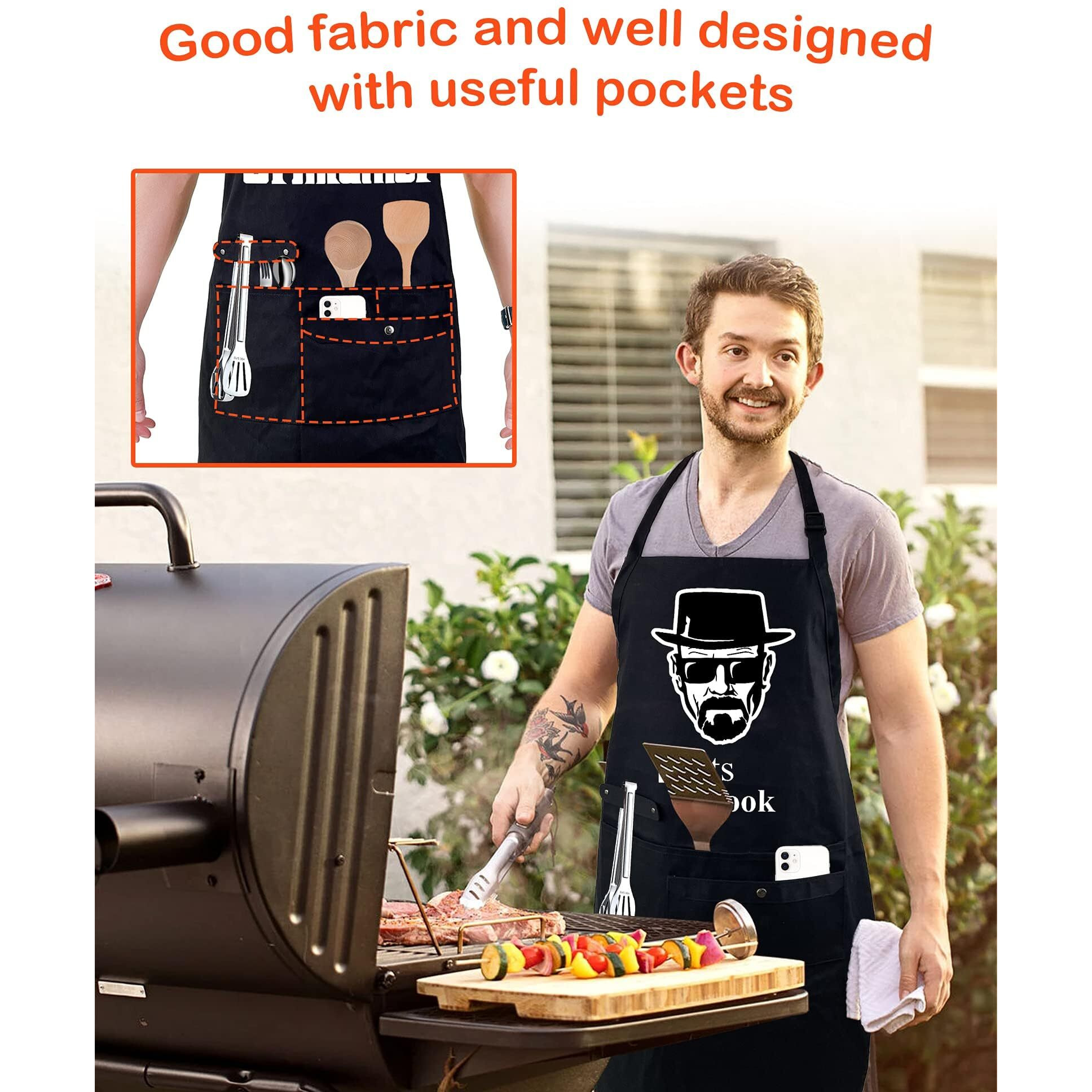 Funny Cooking Chef Apron For Men With Pockets Bbq Kitchen Work Aprons Birthday Father's Day Creative Gifts For Dad