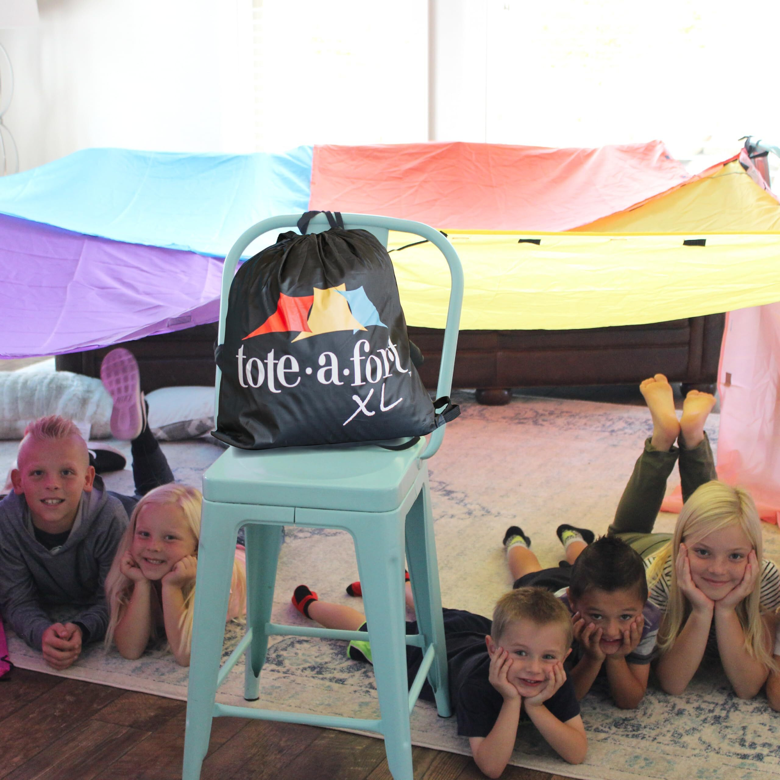 Tote A Fort Original Xl Blanket Fort Building Kit - Portable Playhouse Play Tent Fort - Indoor & Outdoor Toy Set For Ages 4-12+ - Stem Toy - 4 Blanket Set