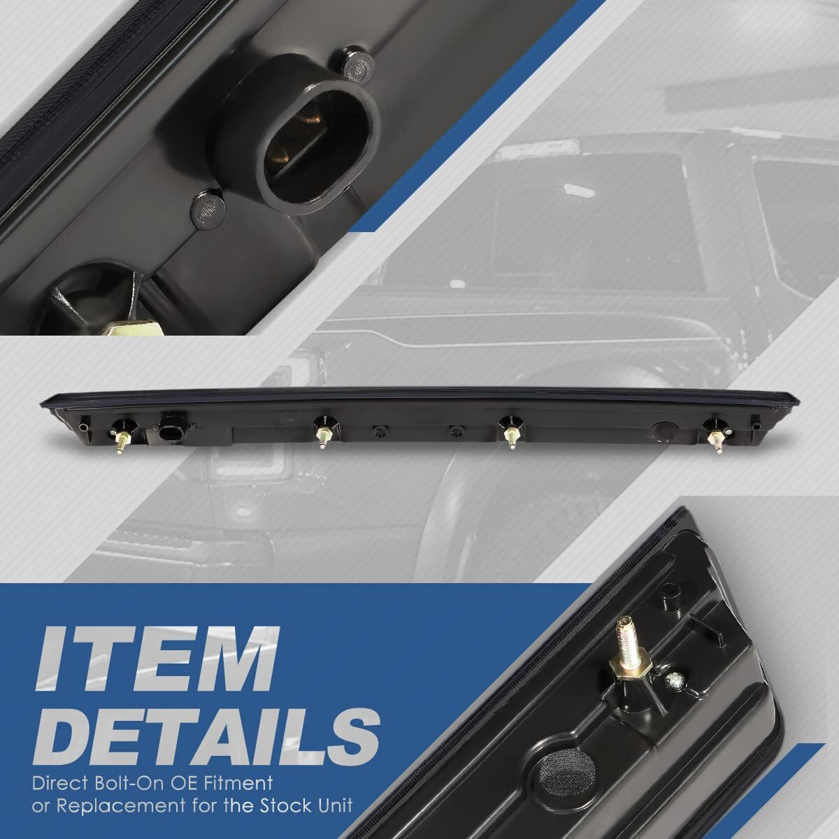 Auto Dynasty Full Led 3Rd Third Brake Tail Light Rear Stop Lamp Compatible With Chevy Suburban Tahoe 15-20, High Mount, Black Housing Smoked Lens