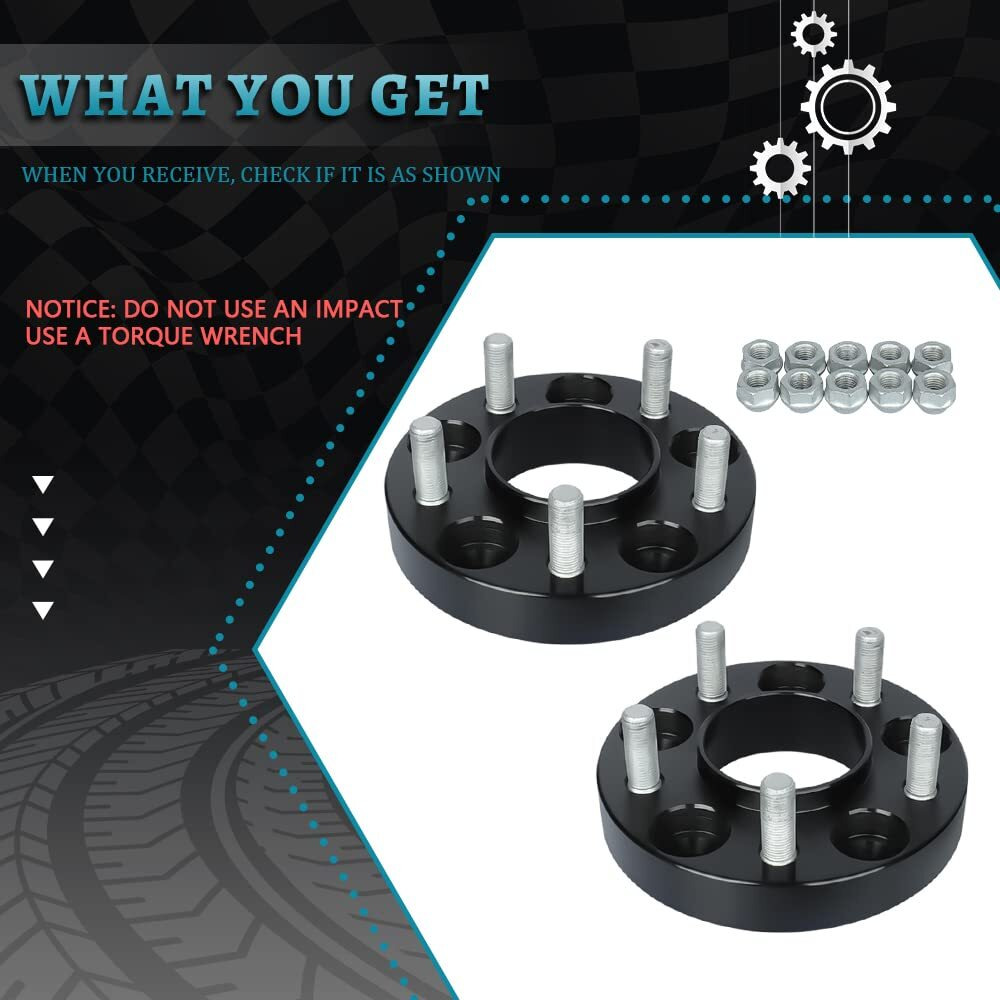 Irontek 1In Hubcentric Spacers 5X114.3Mm (70.5Mm Bore, 1/2X20 Studs) 5X4.5 To 5X4.5 Wheel Spacers Adapter 25Mm Fits Ford Explorer Mustang Ranger Crown Victoria, Lincoln Mark Vii, Mazda B2500 B3000