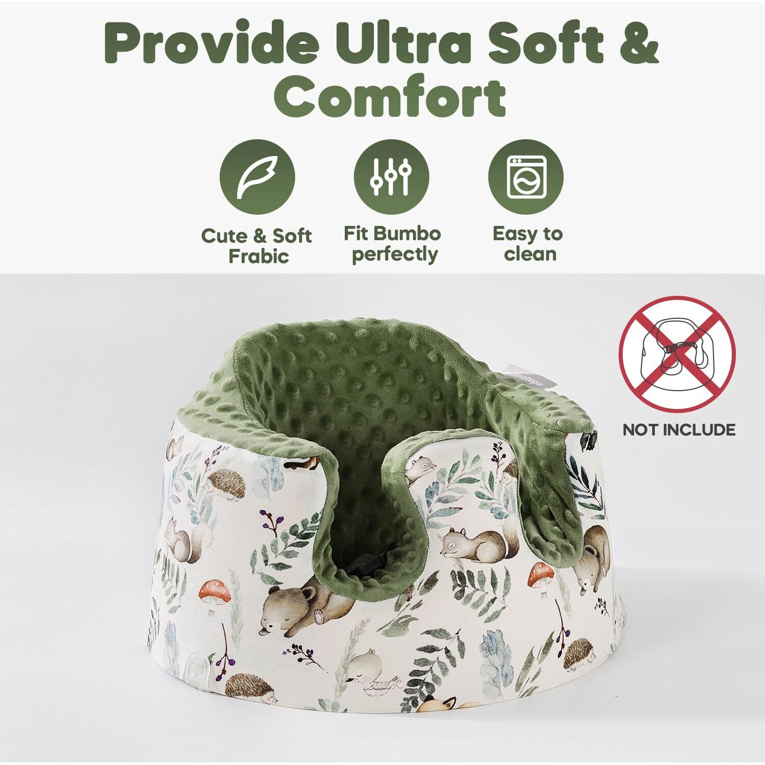 Mamatepe Seat Cover Compatible With Bumbo Seat,Breathable Baby Bumbo Seat Cover,Soft Bumbo Floor Seat Cover For Baby Girl Boy,Only Compatible With Bumbo Seat (Forest)