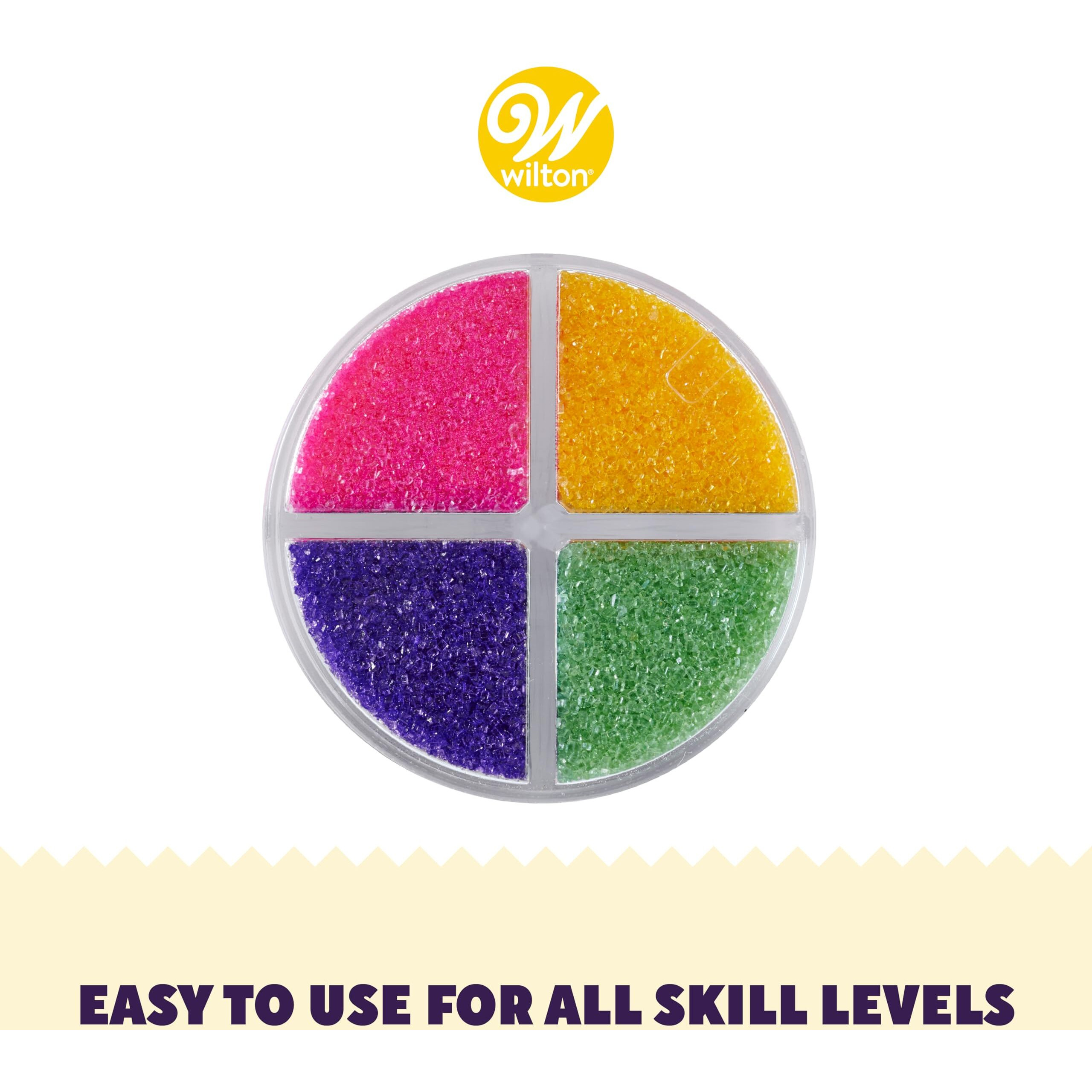 Wilton Bright Multicolored Sugar Sprinkles, 4-Colors Sanding Sugar For Desserts, 4.4 Oz.
