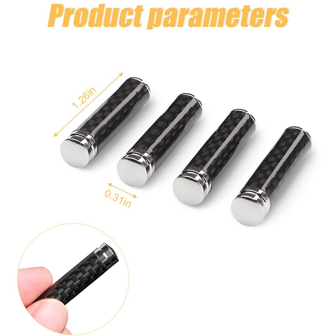 4Pcs Car Door Lock Knobs, Carbon Fiber Auto Door Lock Pin Cover, Interior Vehicle Door Pull Pins, Door Bolt Decorative Modification Cover, Car Decor Accessories Universal For Suv, Truck, Van (Black)