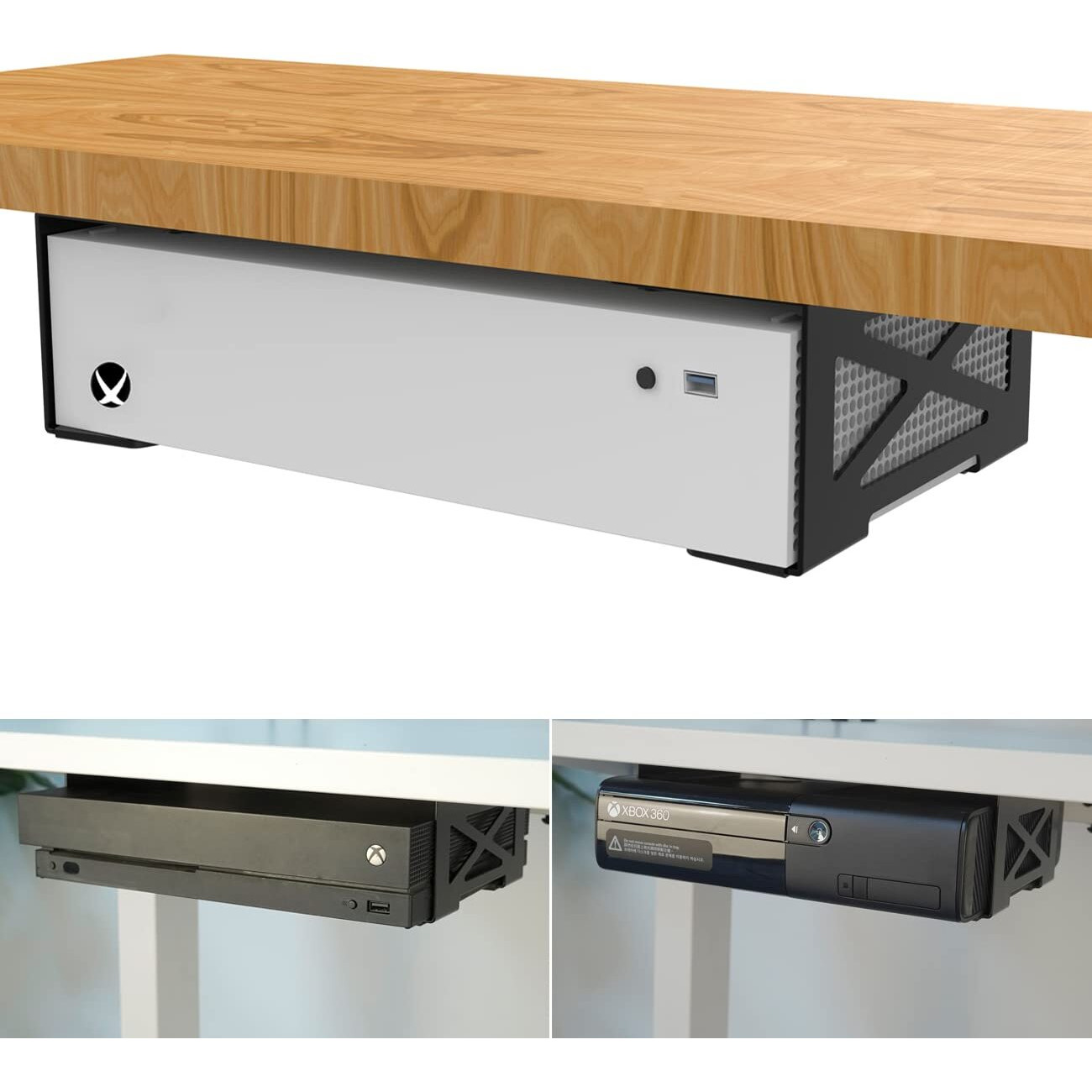 Monzlteck Universal Under Desk Storage Mount For Xbox Series S, Xbox One S/X,Xbox 360,Ps4 Slim/Pro,Compatible With Cpu,Ups,Small Form Factor Desktop Tower, Mini Pc