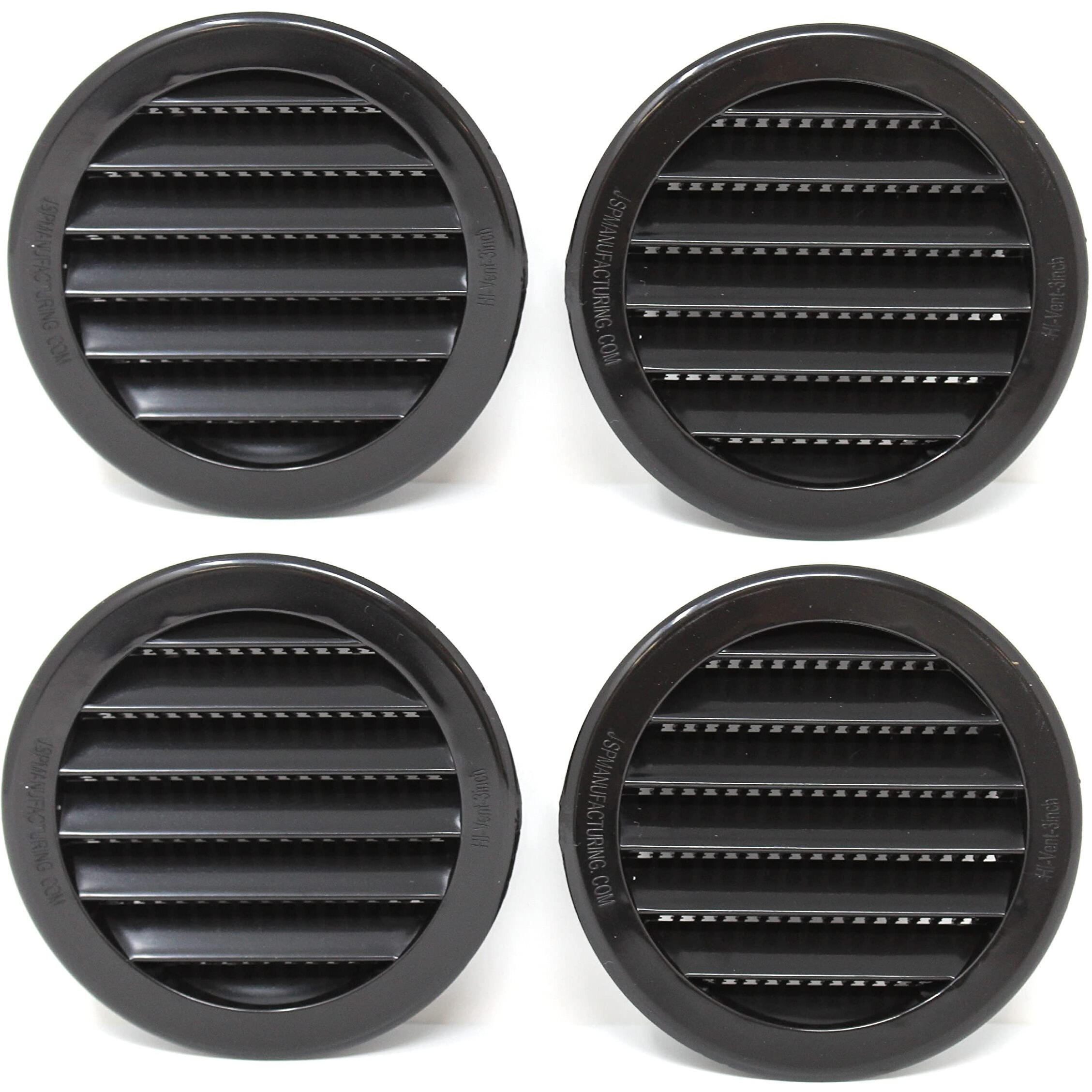 3" Round Plastic Louver Soffit Air Vent Reptile Screen Grille Cover (4, Black)