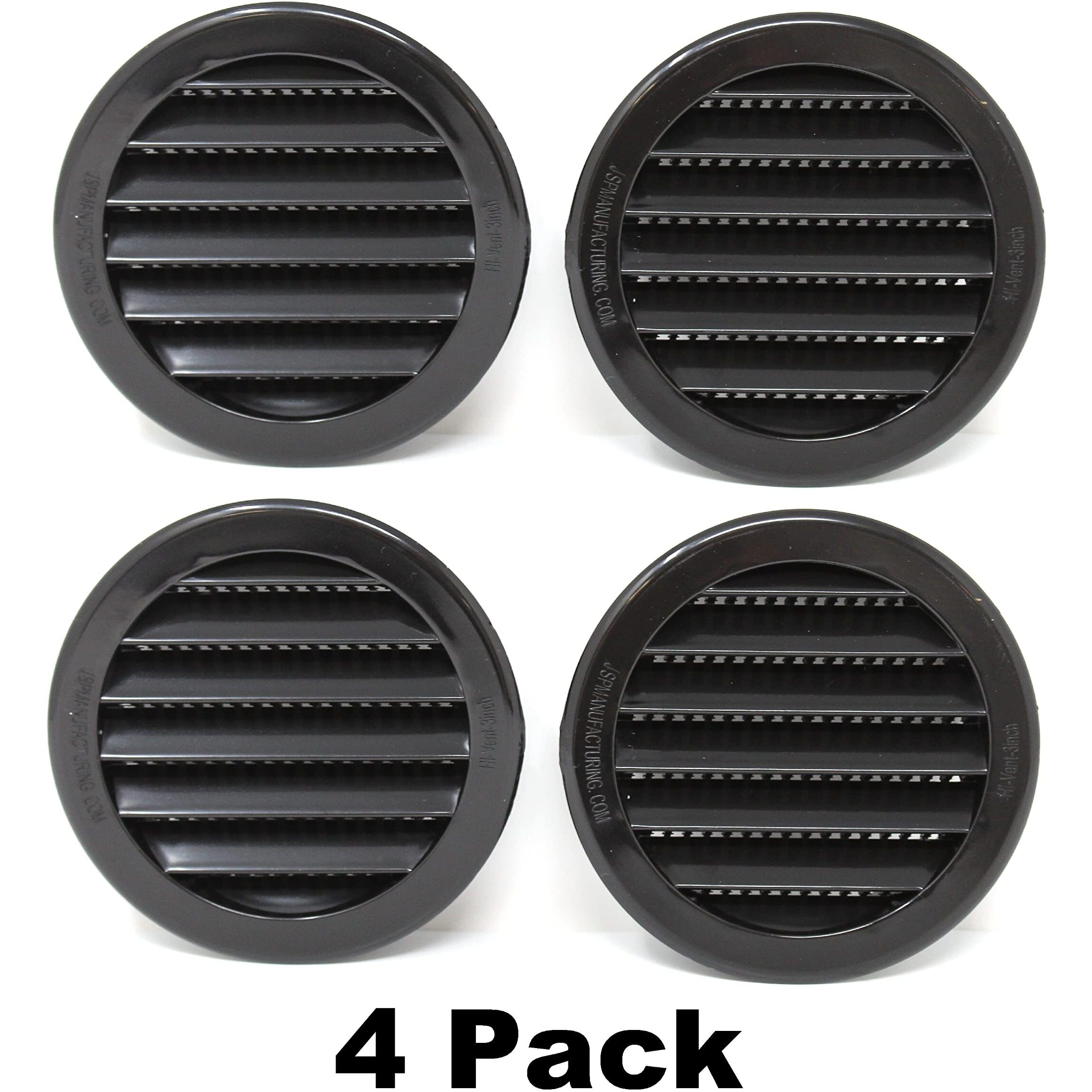 3" Round Plastic Louver Soffit Air Vent Reptile Screen Grille Cover (4, Black)