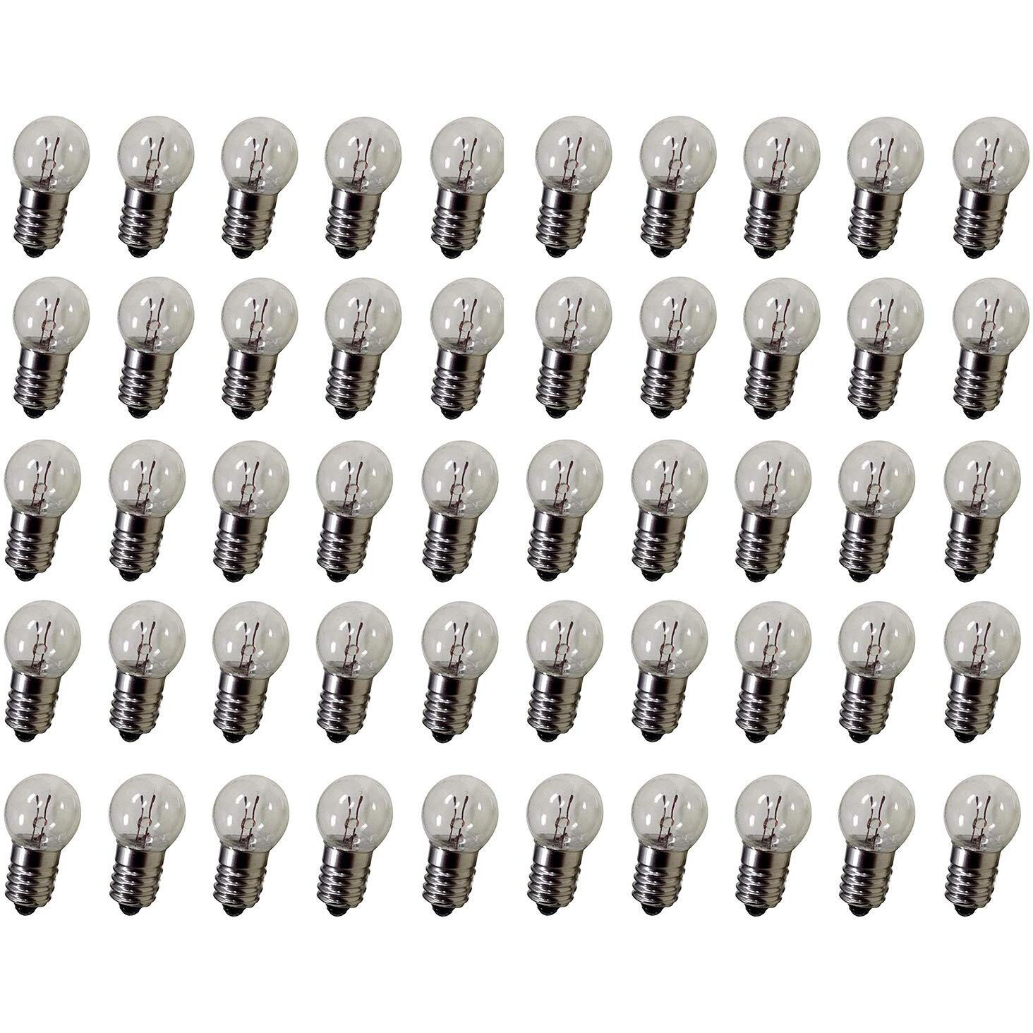 Gutreise Dc 50Pcs E10 1.5V 0.3A Warm White Bulb Light Bulbs Miniature Screw Base (1.5V)