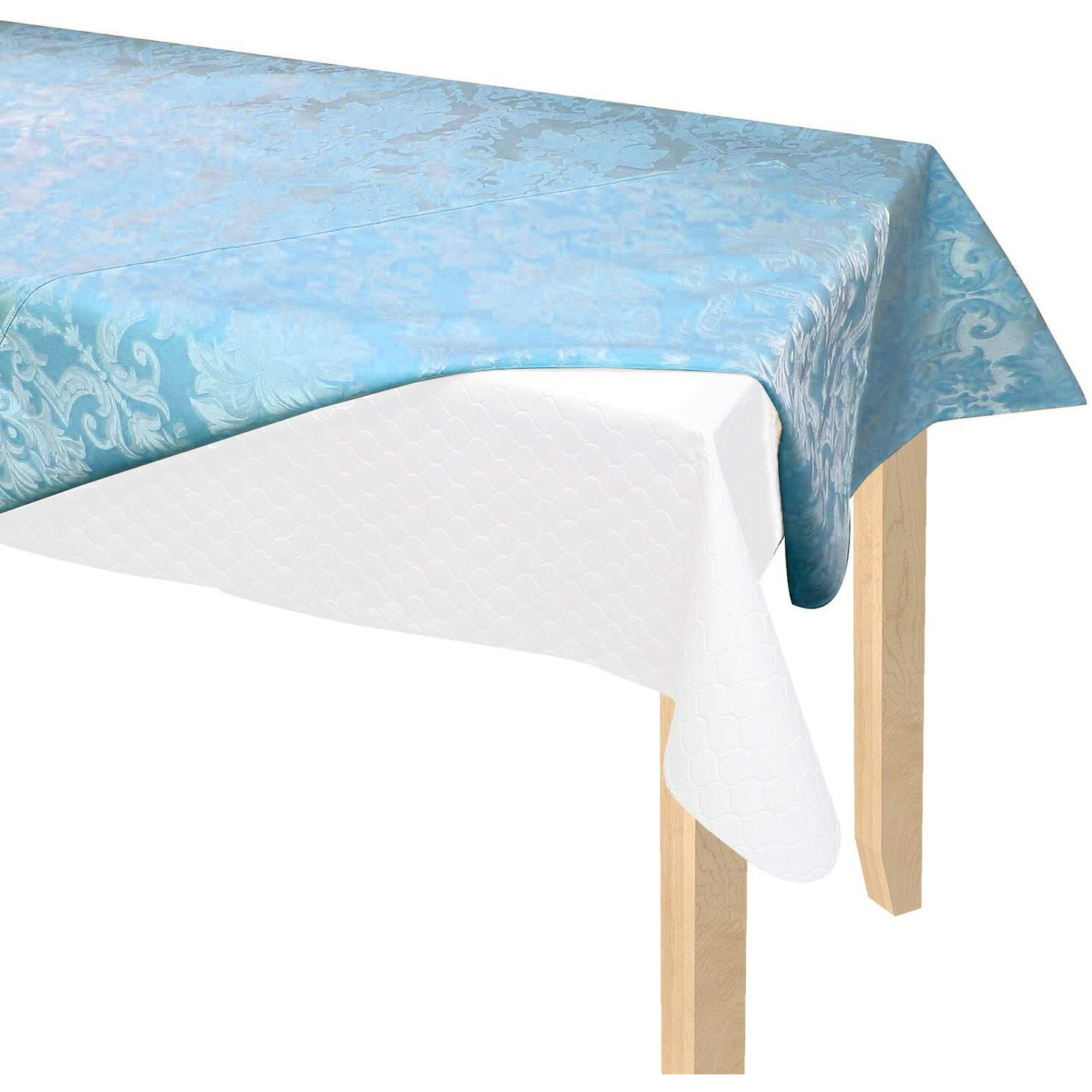 Sofinni Table Pads Cover Fitted Pad Size - Table Padding Under Tablecloth - Tabletop Scratch Dent Flannel Back Protector Felt Pad Vinyl Cut To Fit, Size 54" X 90"