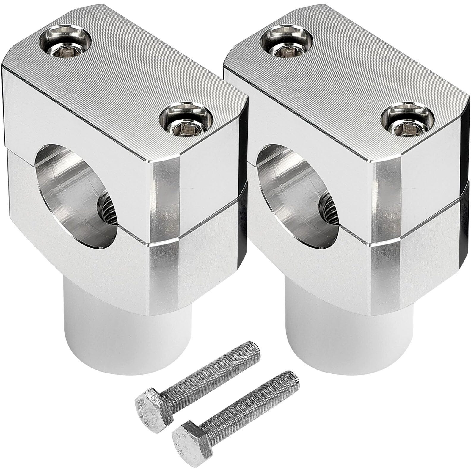 Kemimoto 1 Inch Motorcycle Handlebar Risers, Aluminum Alloy Motorcycle Risers, Compatible With Sportster Softail Dyna V-Star Shadow, Universal Motorcycle Accessories, Silver