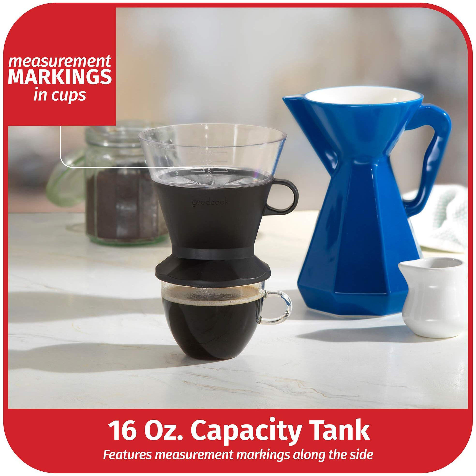 Goodcook Koffe Bpa-Free Plastic Auto-Drip Pour Over Coffee Maker With 2 Paper Filters,Black