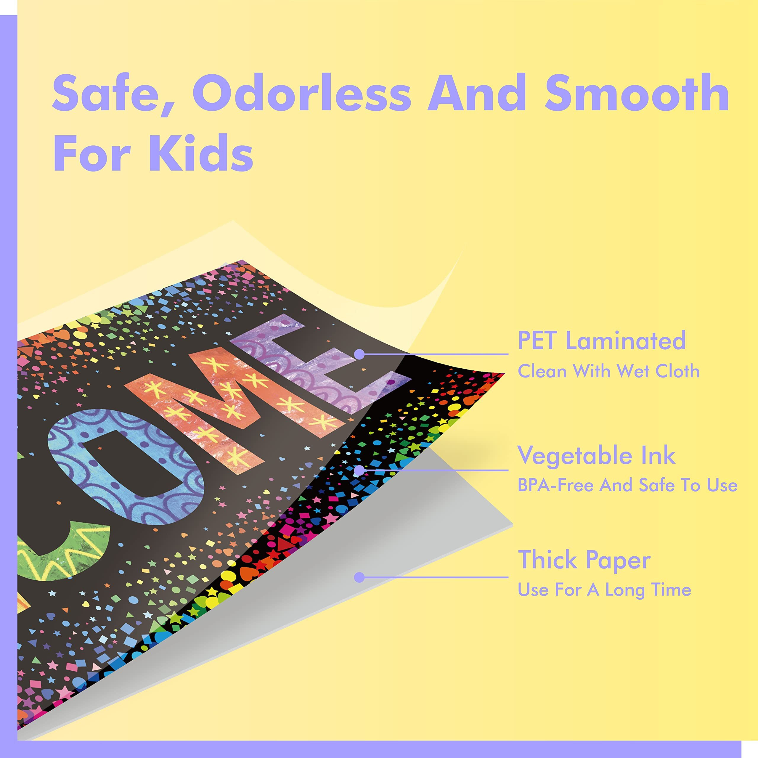 Classroom Banner Poster, 2 Pcs Colorful Confetti Bulletin Board Decoration Motivational Posters For School & Classroom Primary Middle High School-Amazing Things Happen Here (Poster Tube Package)