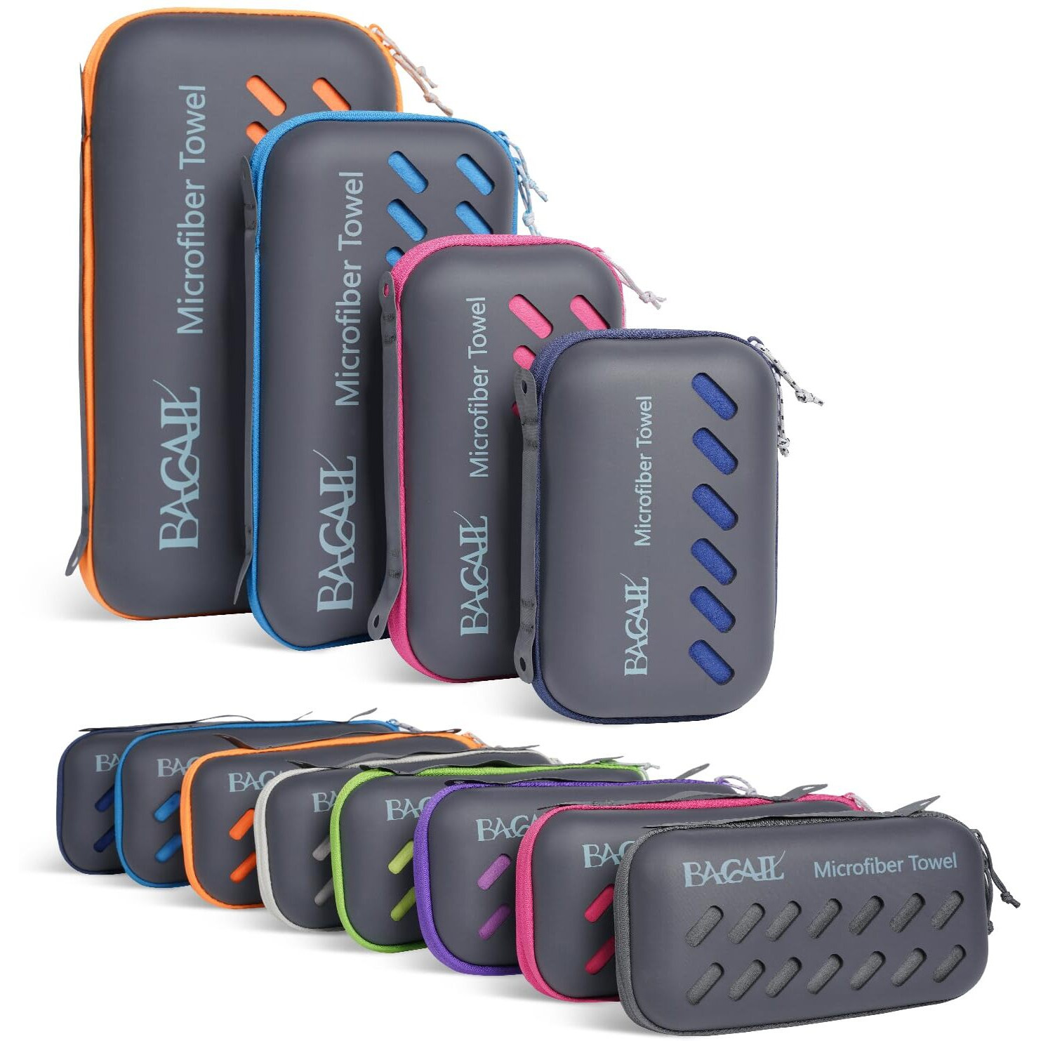 Bagail Camping Towel With Eva Case, Compact & Ultra Soft Microfiber Travel Towel - Super Absorbent & Lightweight Quick Dry Towels For Sports, Beach, Gym, Backpacking, Hiking And Yoga - Blue, Xl