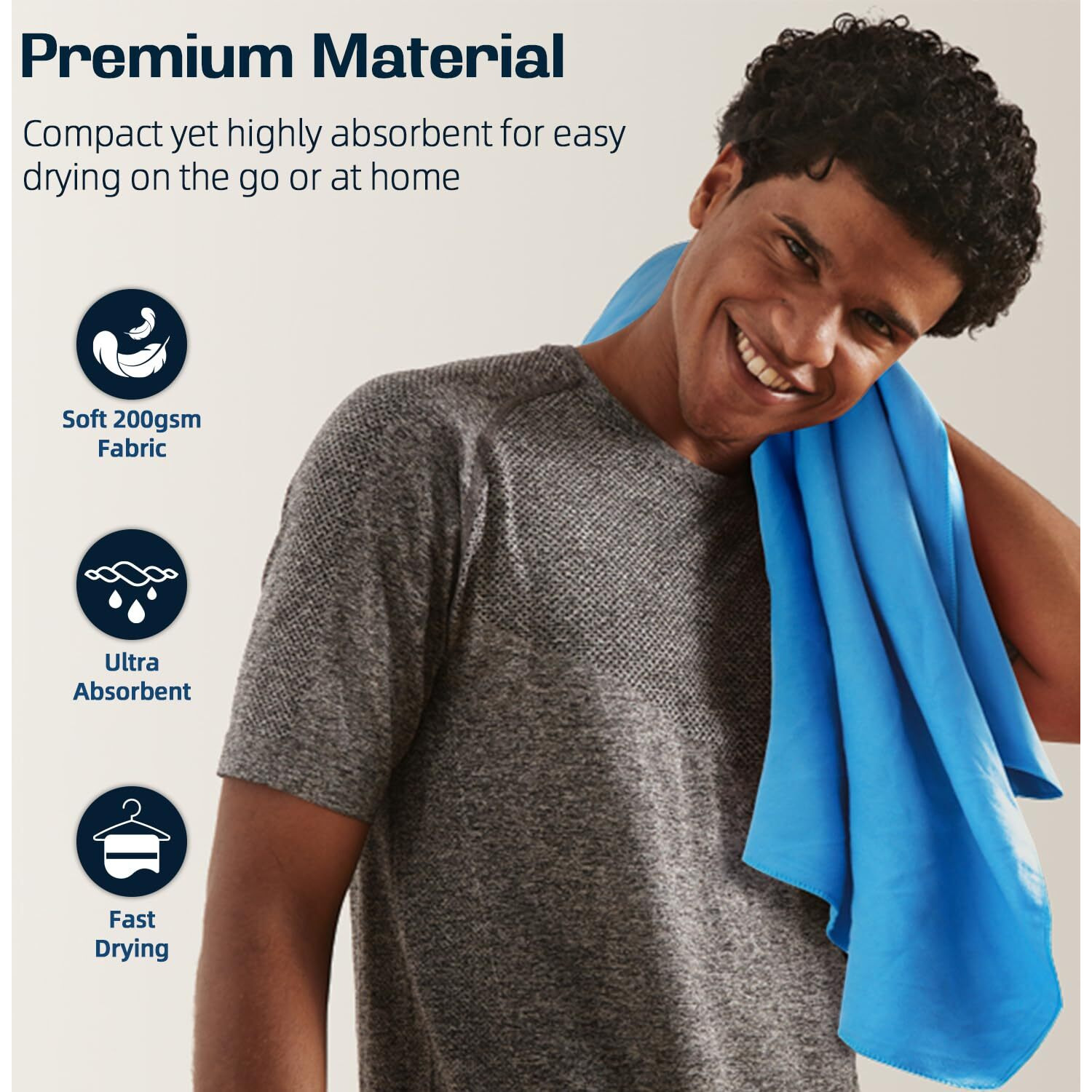 Bagail Camping Towel With Eva Case, Compact & Ultra Soft Microfiber Travel Towel - Super Absorbent & Lightweight Quick Dry Towels For Sports, Beach, Gym, Backpacking, Hiking And Yoga - Blue, Xl