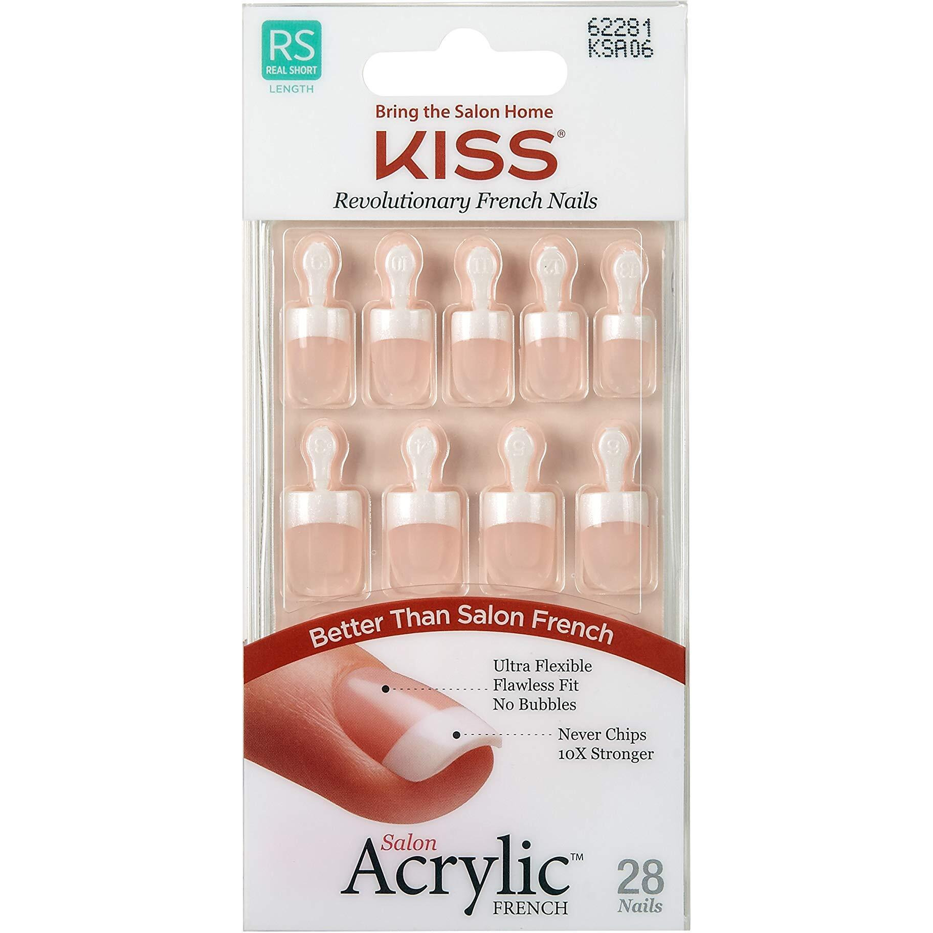 Kiss Salon Acrylic French Nails Kit Pet Peeve Real Short (2 Pack)