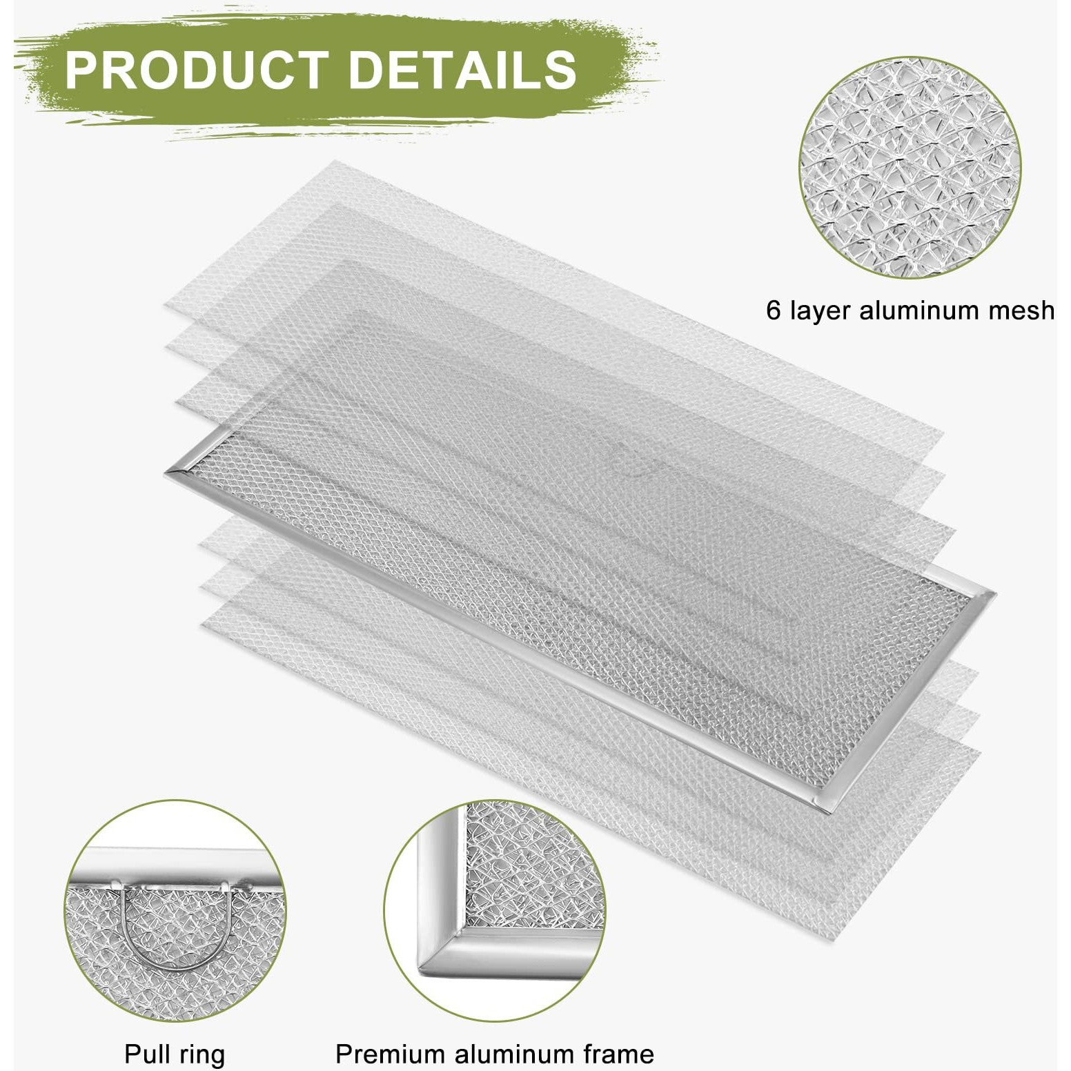 Downdraft Range Hood Grease Filter 71002111 Fit For Jenn-Air Downdraft Range 15-5/8 X 6-3/8 Aluminum Mesh Grease Filter Replace Wp71002111 580029 715290 Y715290 Range Stove Grease Filter 2-Pack