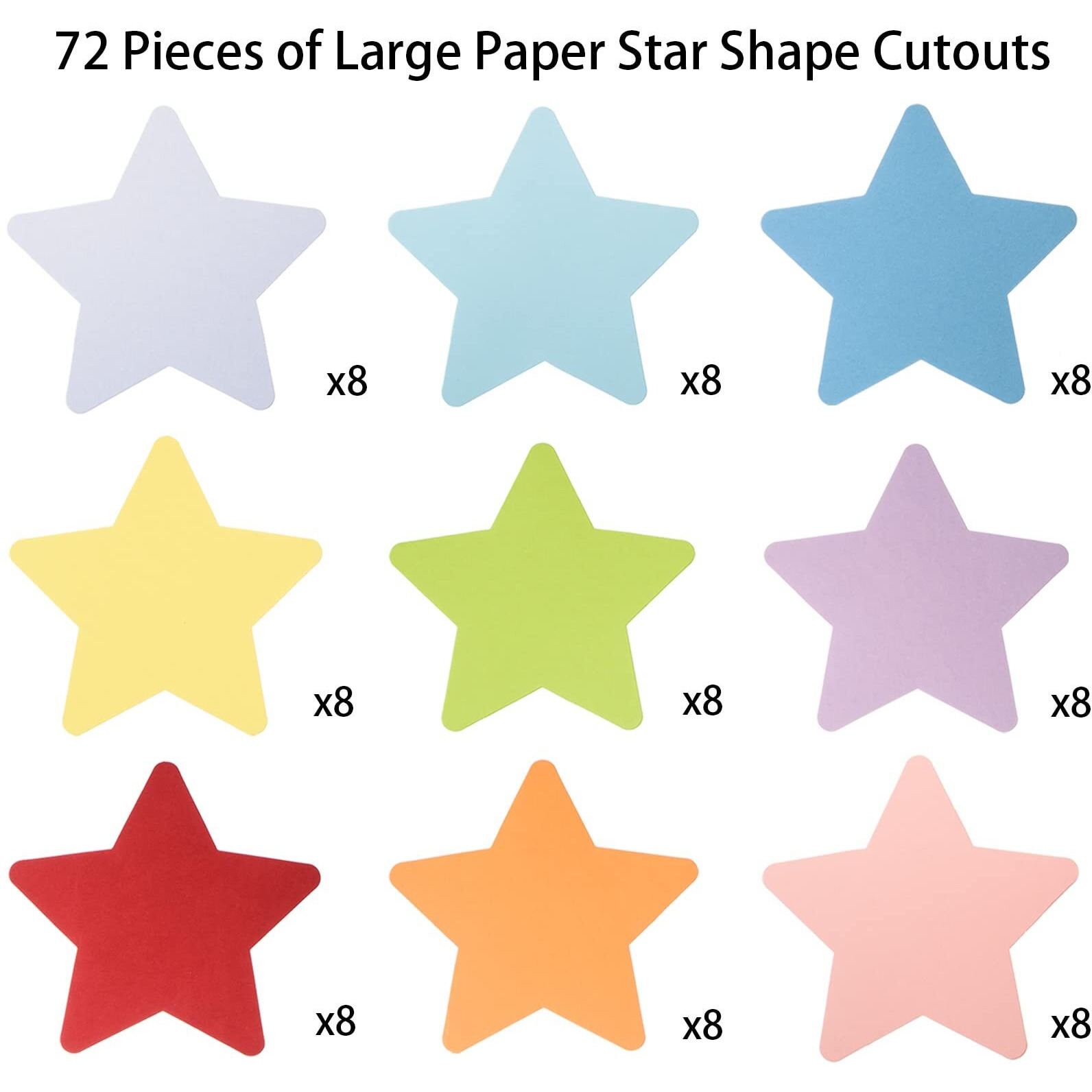 72 Pieces Large Star Cut Outs Paper Stars Shapes Assorted Color Star Cutouts Classroom Decoration Star Die Cuts For Diy Kids Craft Projects Bulletin Board Spring Summer Theme School Party 6X 6 Inches