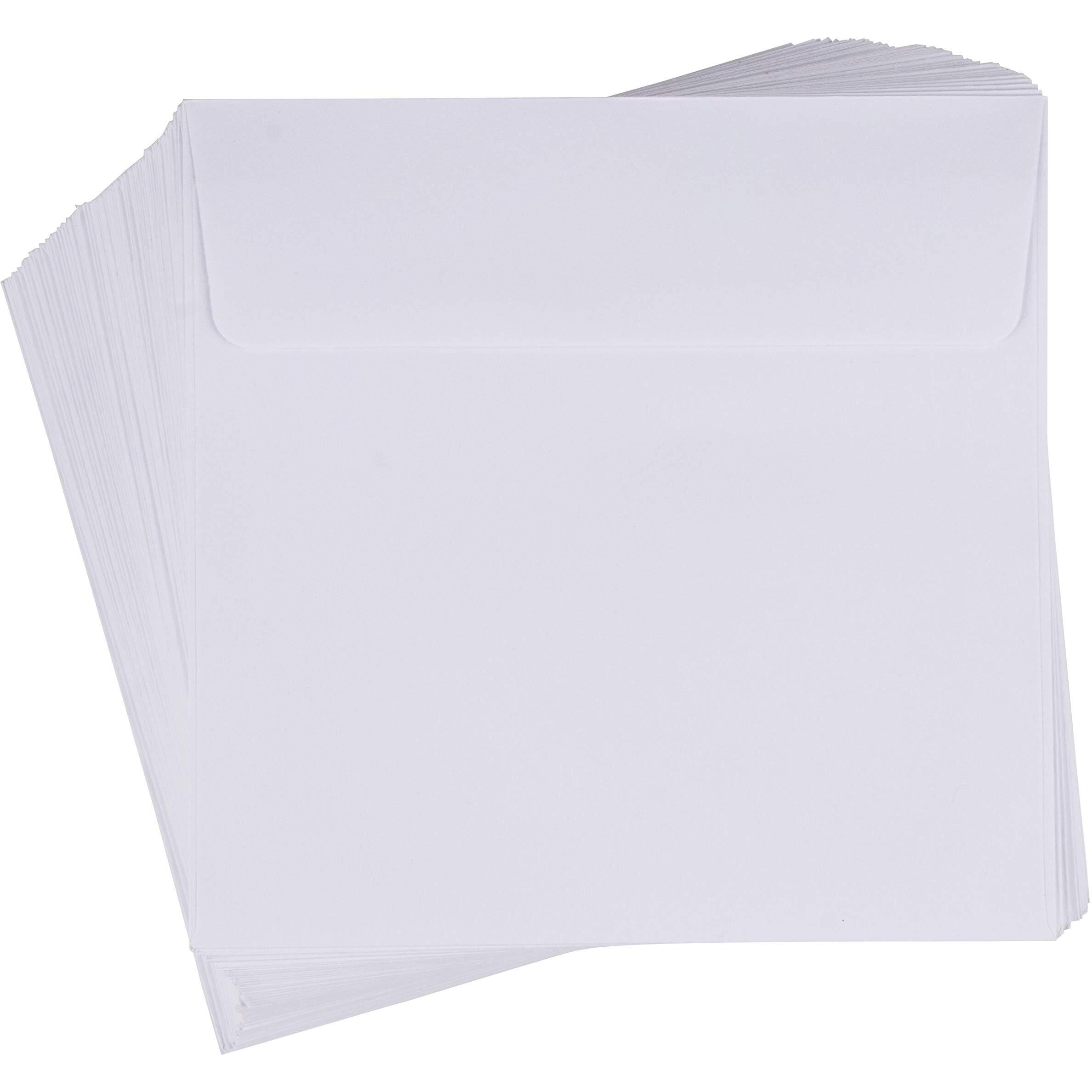 Juvale 60-Pack White Square Envelopes - 5.5 X 5.5 Square Flap Envelopes For Invitations, Announcements, Photos, Weddings, & Thank You Notes, 120Gsm Paper