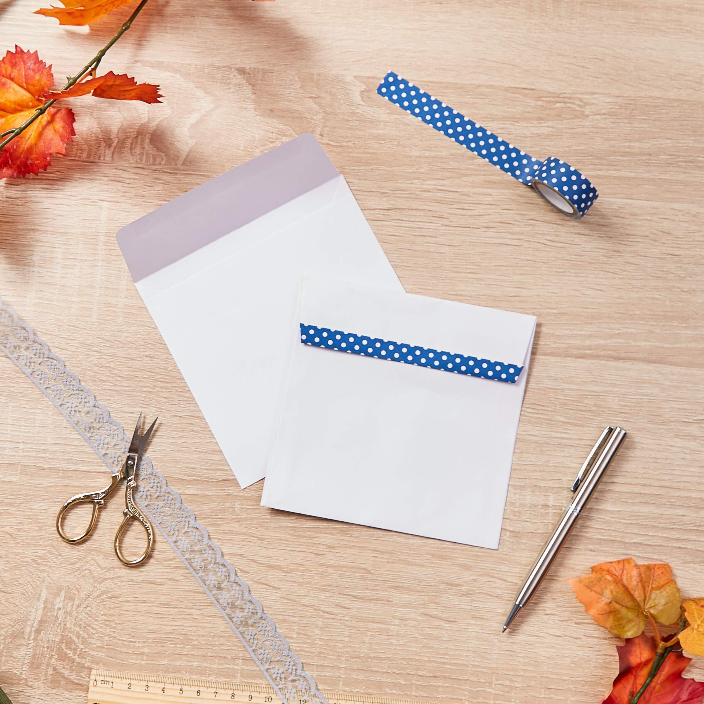 Juvale 60-Pack White Square Envelopes - 5.5 X 5.5 Square Flap Envelopes For Invitations, Announcements, Photos, Weddings, & Thank You Notes, 120Gsm Paper