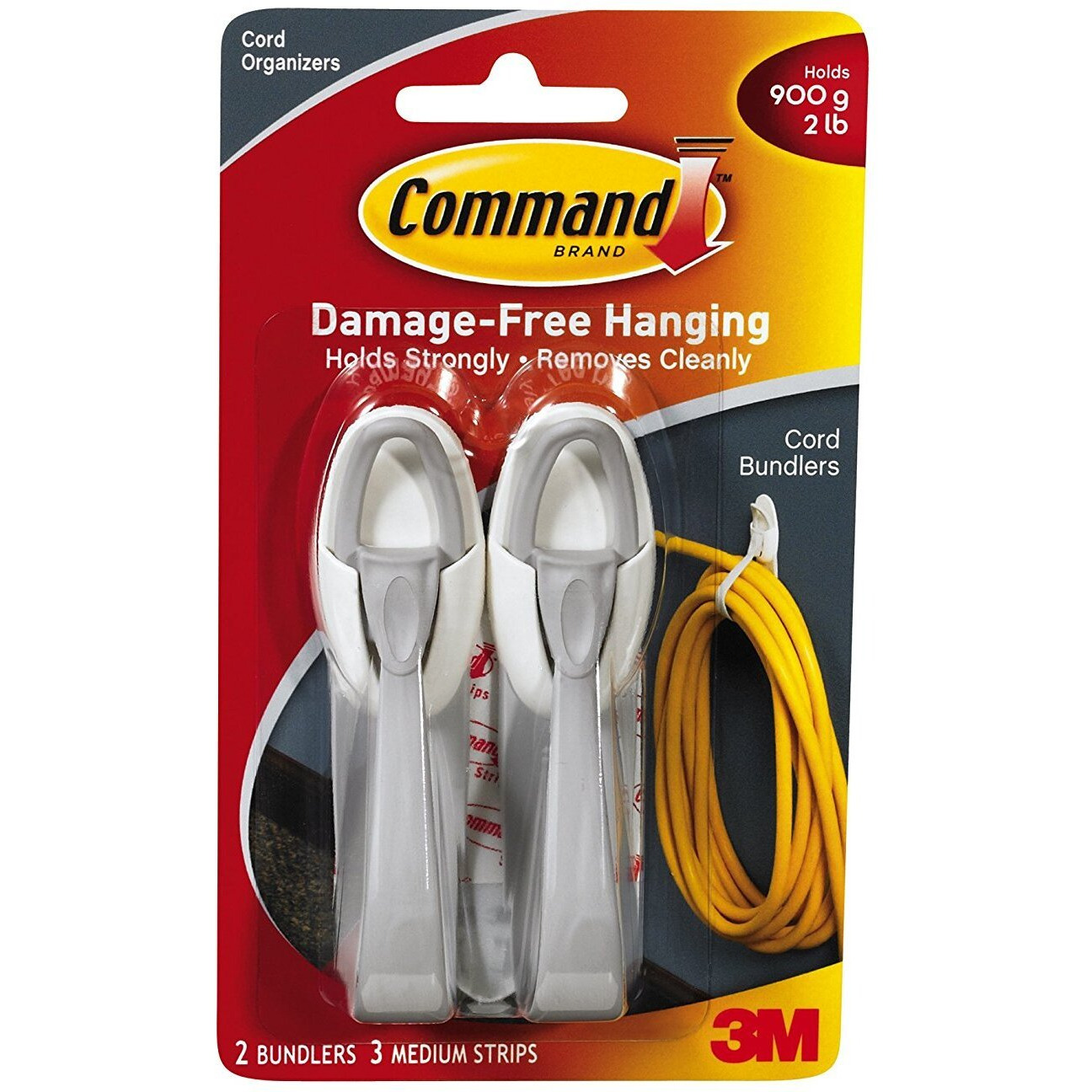 Command Cord Bundlers, White, 3-Pack