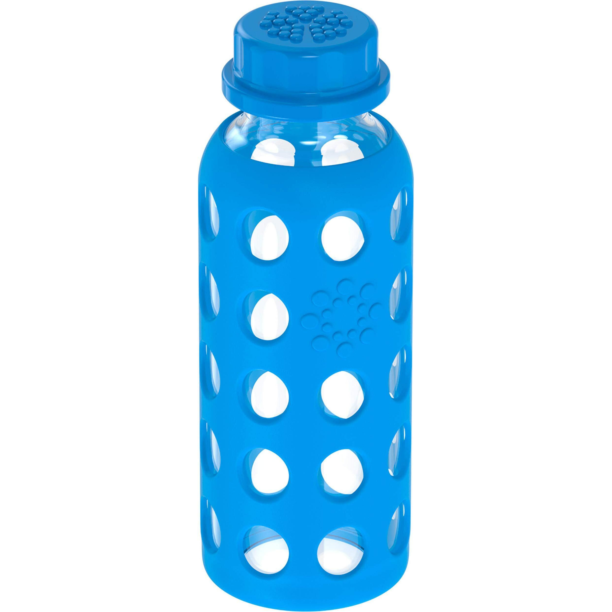 Lifefactory 9-Ounce Glass Beverage Bottle With Flat Cap, Ocean