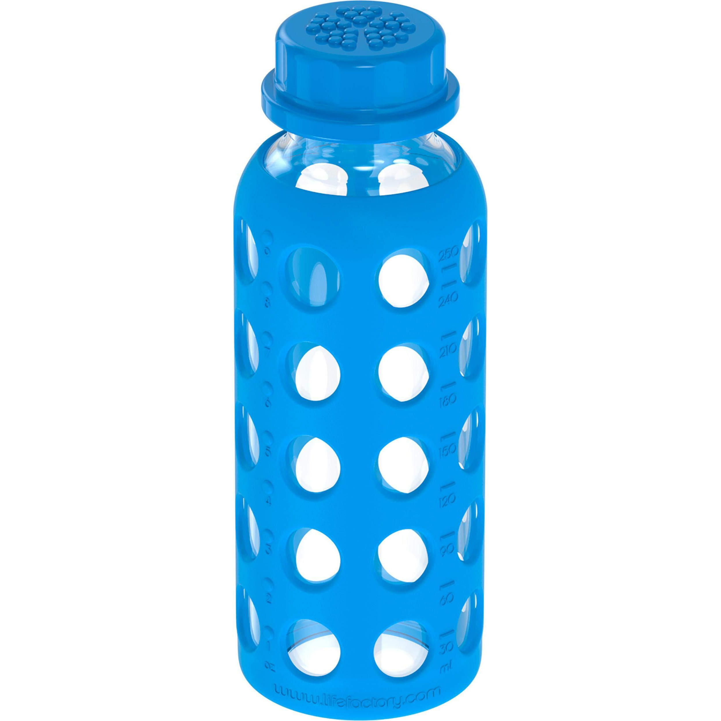 Lifefactory 9-Ounce Glass Beverage Bottle With Flat Cap, Ocean