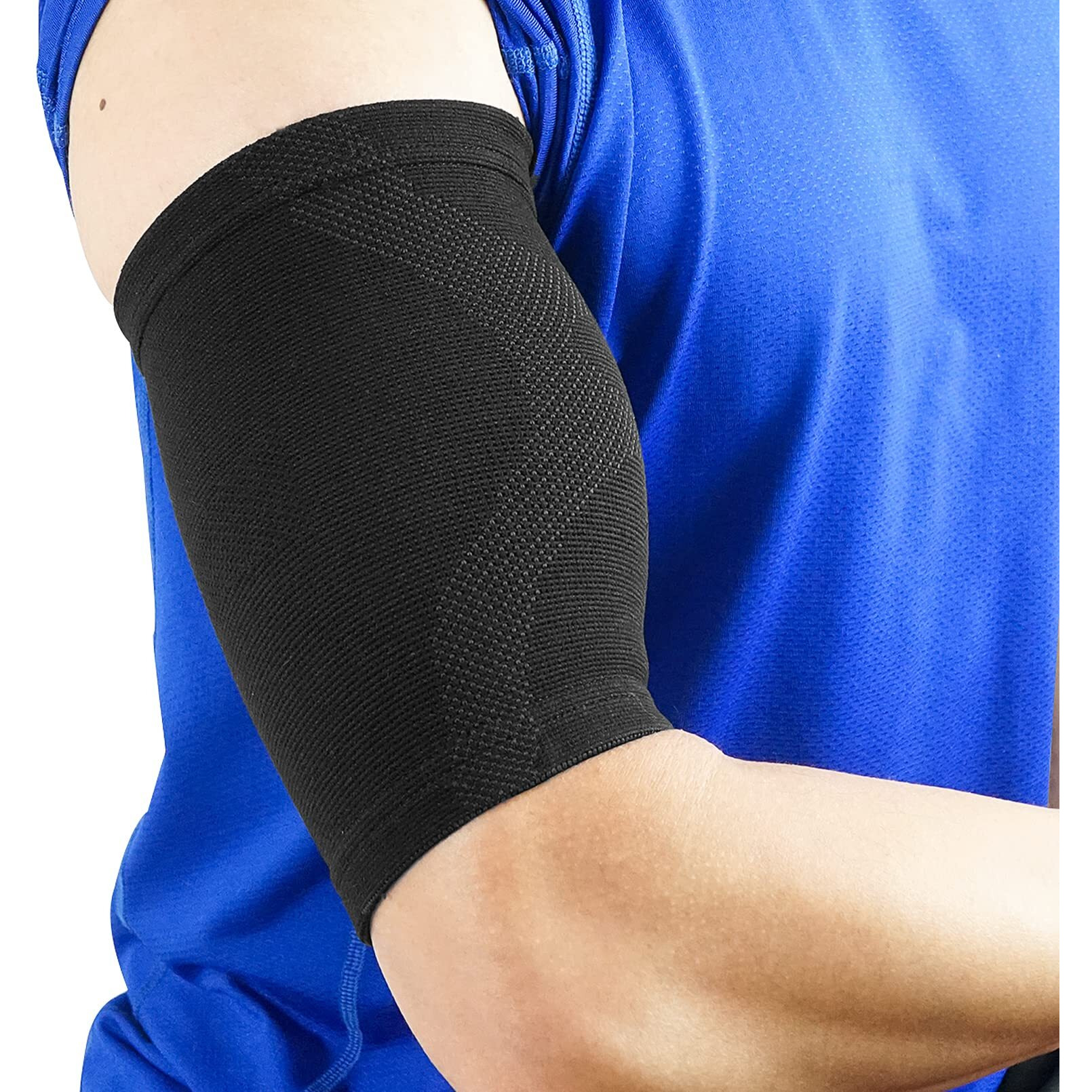 Luwint Bicep Tendonitis Brace, Knitted Compression Upper Arm Sleeve Support, 1 Pair (Large)