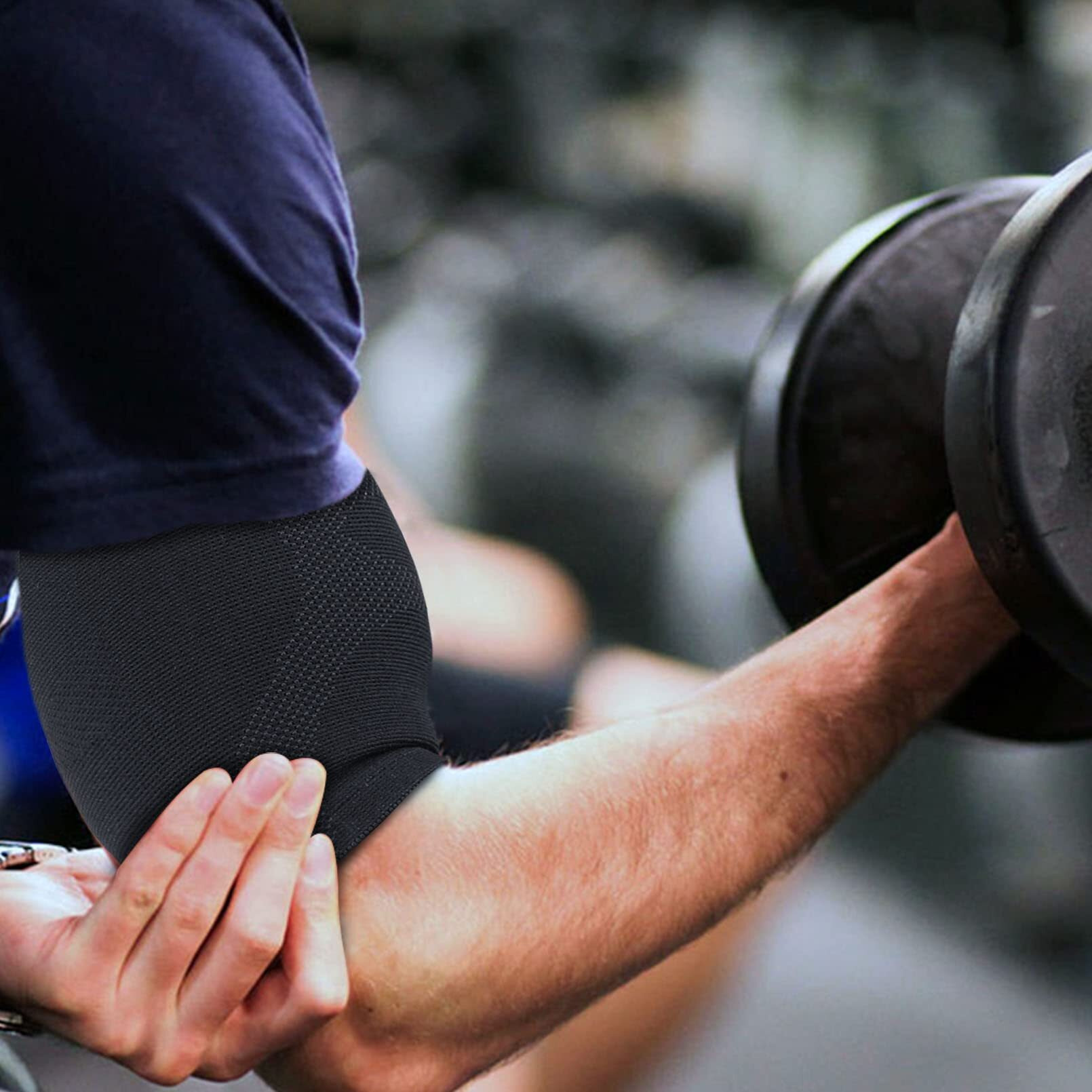 Luwint Bicep Tendonitis Brace, Knitted Compression Upper Arm Sleeve Support, 1 Pair (Large)