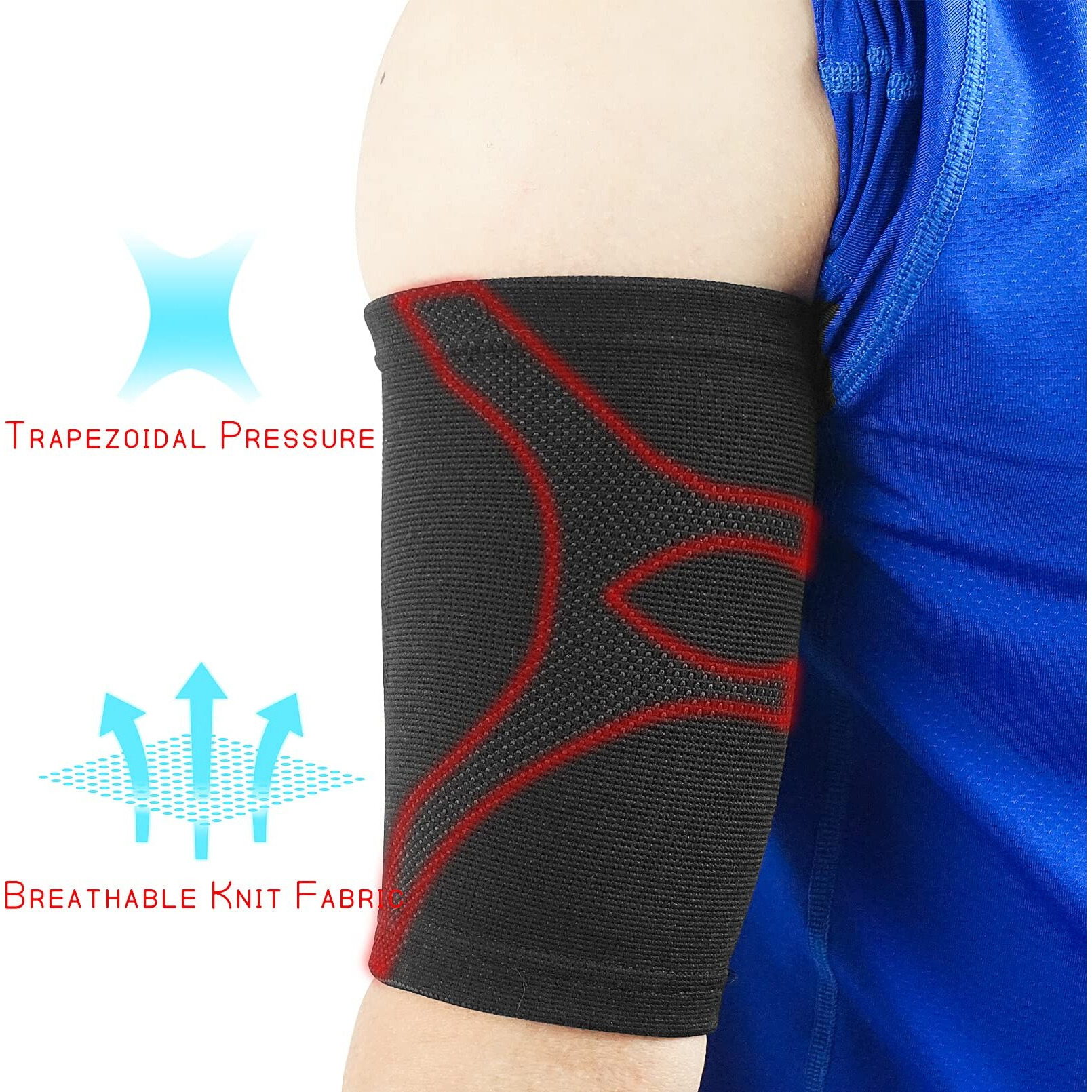 Luwint Bicep Tendonitis Brace, Knitted Compression Upper Arm Sleeve Support, 1 Pair (Large)