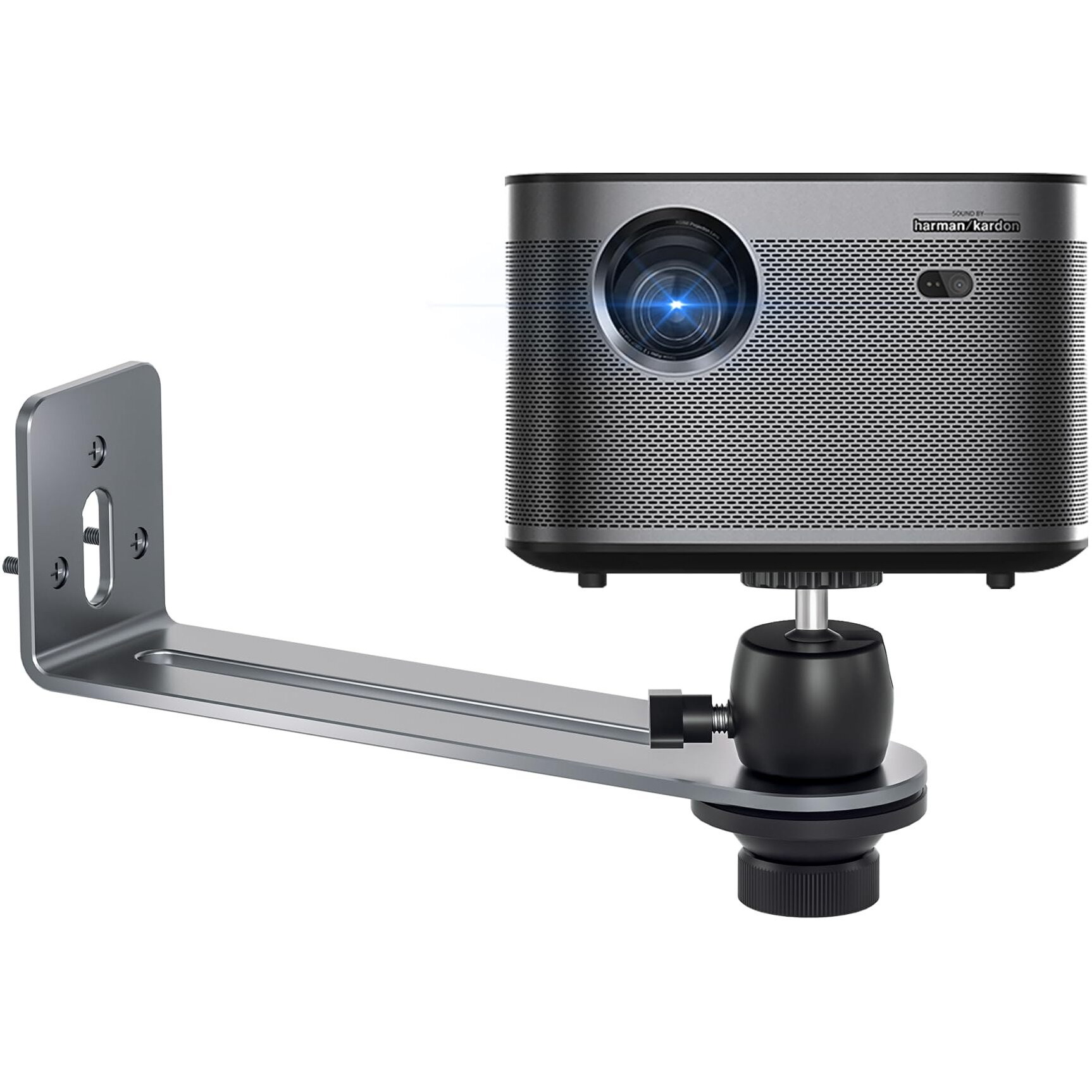 Liboer Projector Mount Universal Projector Wall Mount Aluminum Alloy Bracket 360Adjustable Projector Stand For Home And Offic, With 1/4 Screw